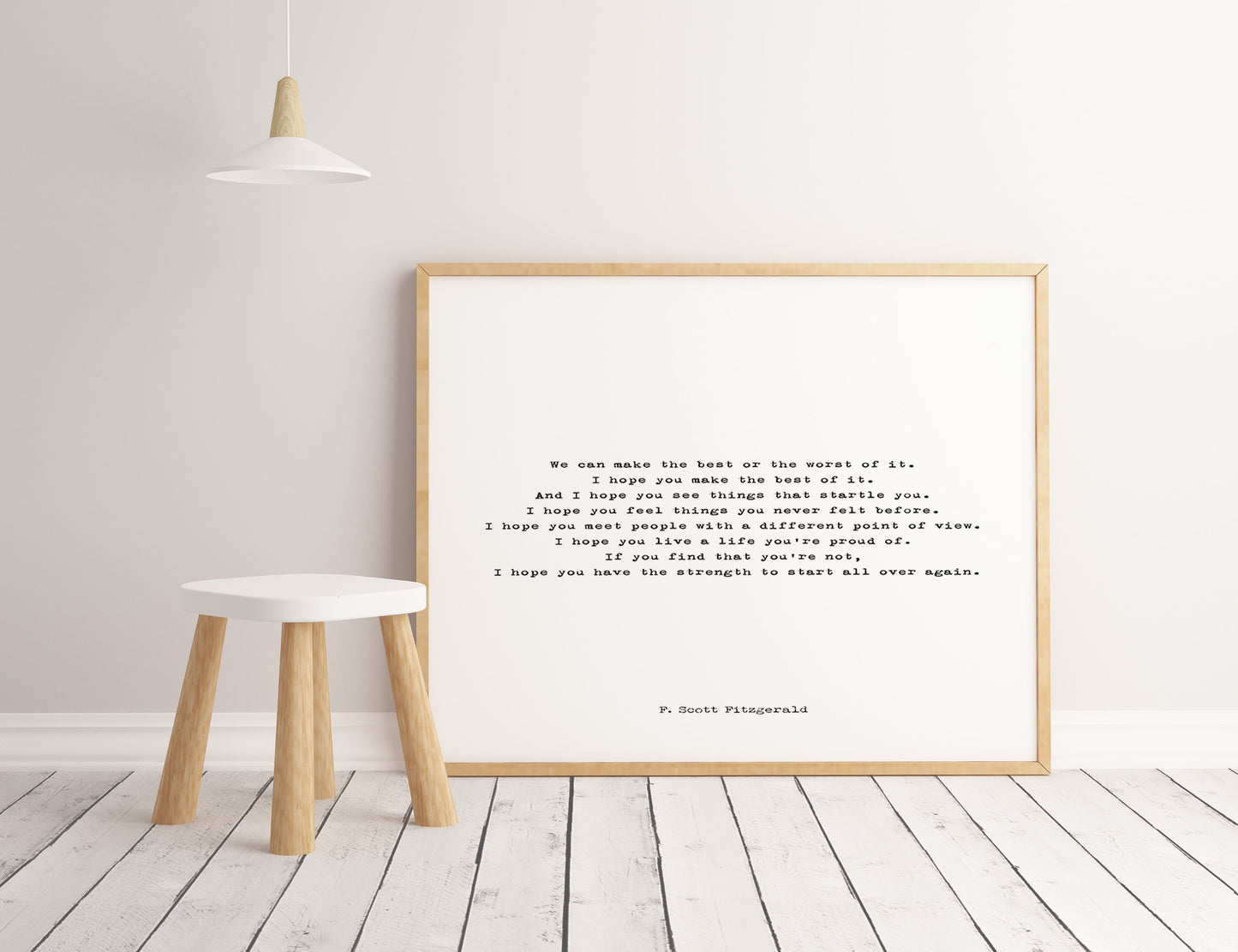 F Scott Fitzgerald Quote Print Inspirational I Hope You Make The Best Of It Literary Wall Art Black / White Typewriter Style Graduation Gift