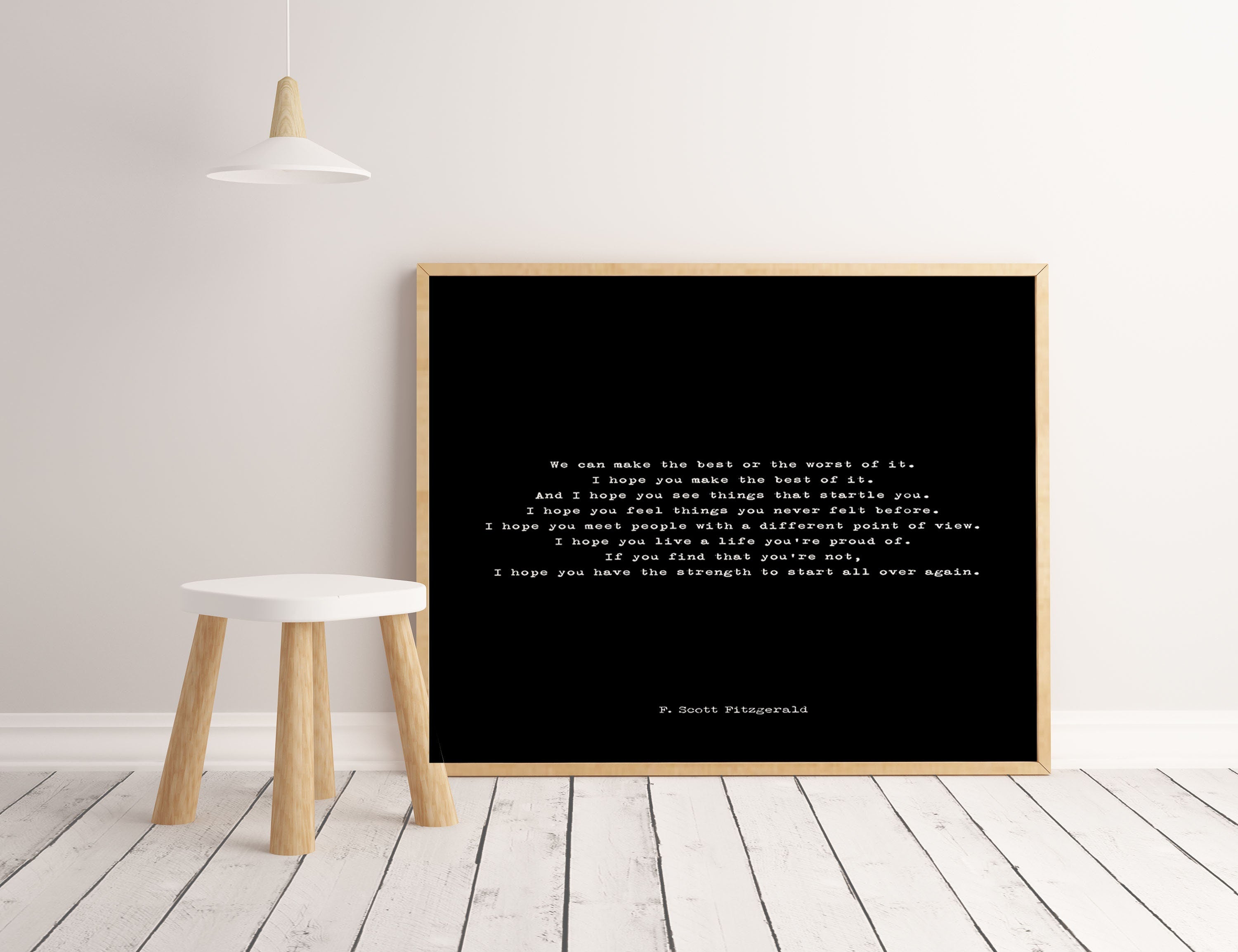 F. Scott Fitzgerald Quote Print – Minimalist Literary Art, Framed or Unframed