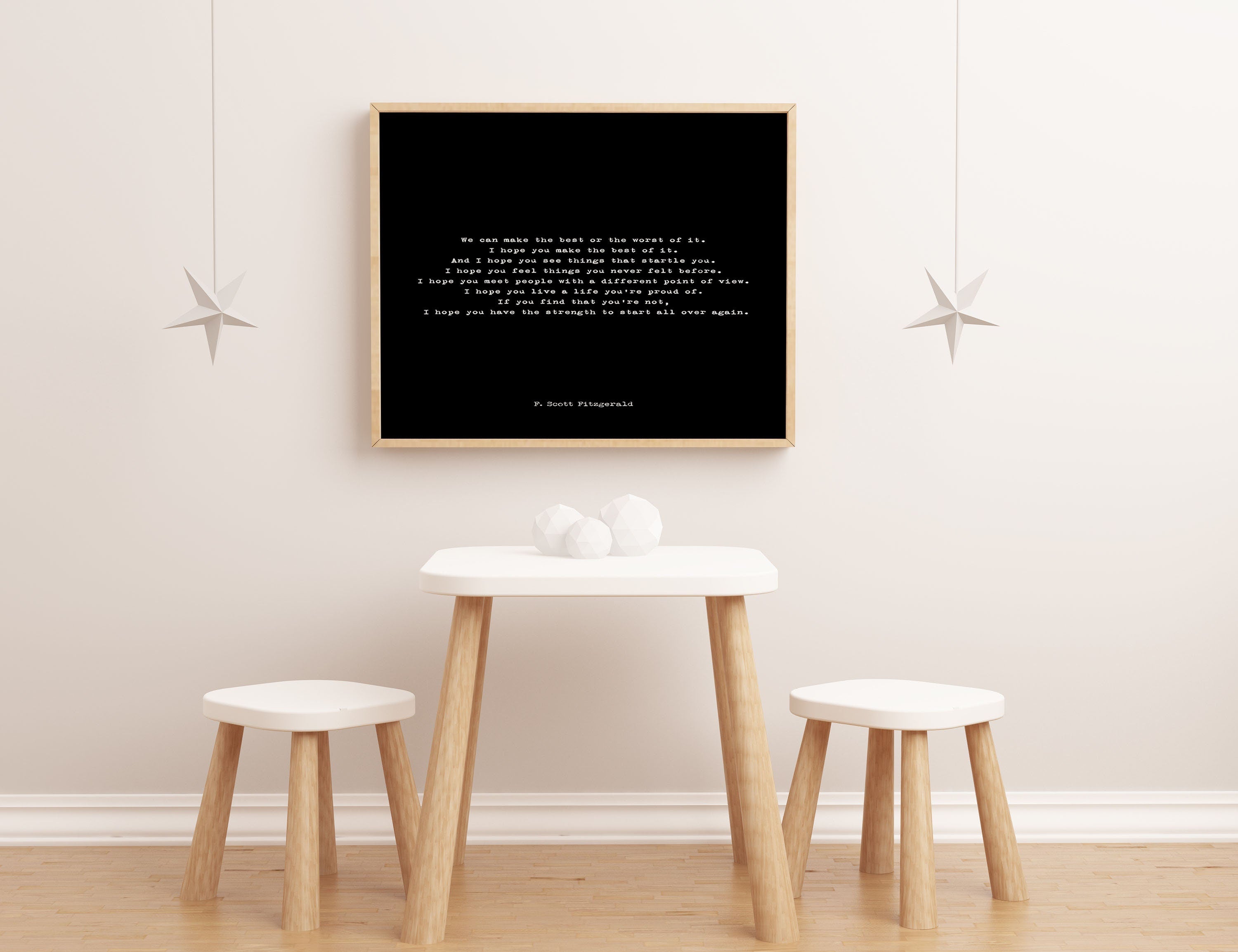 F. Scott Fitzgerald Quote Print – Minimalist Literary Art, Framed or Unframed