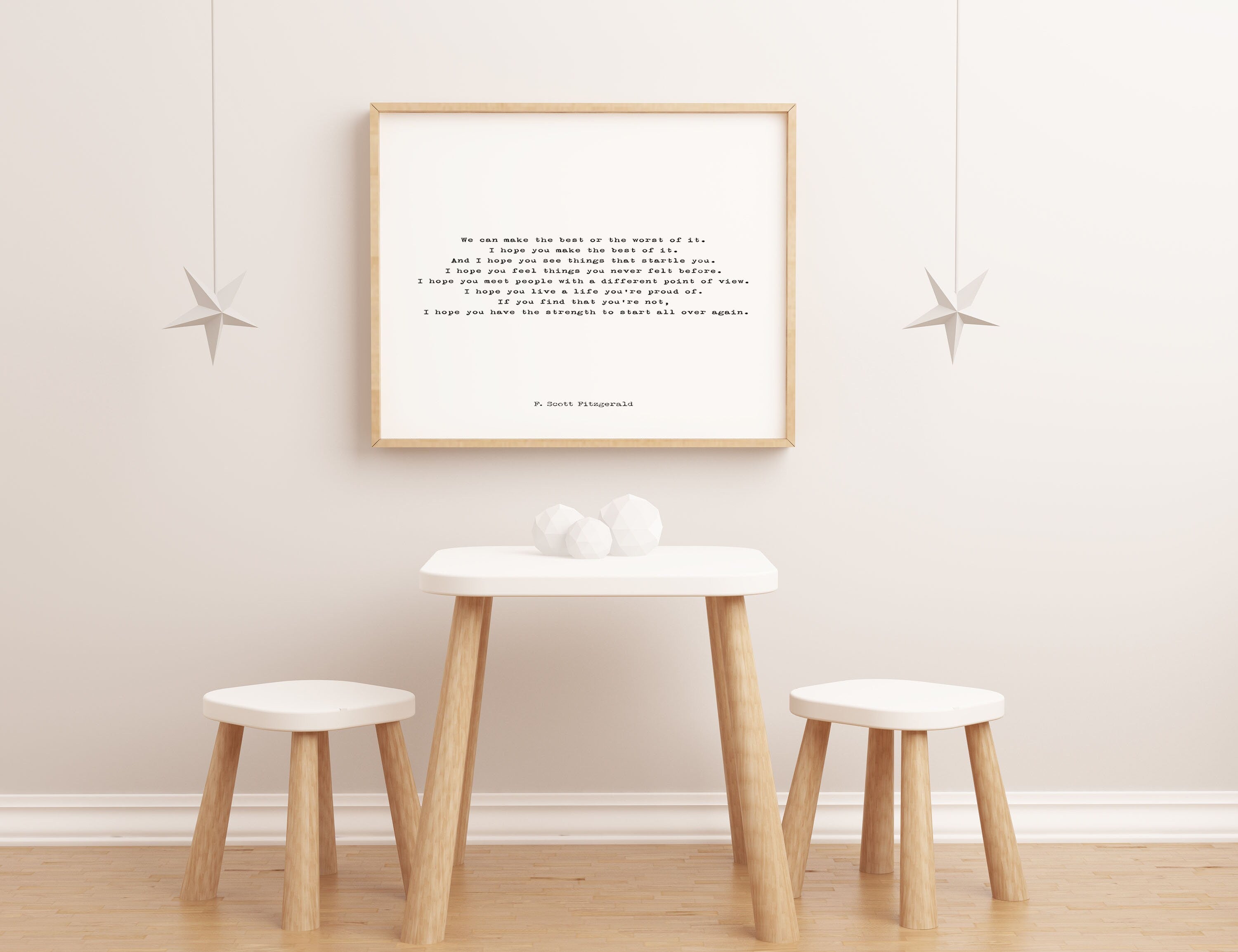 F. Scott Fitzgerald Quote Print – Minimalist Literary Art, Framed or Unframed