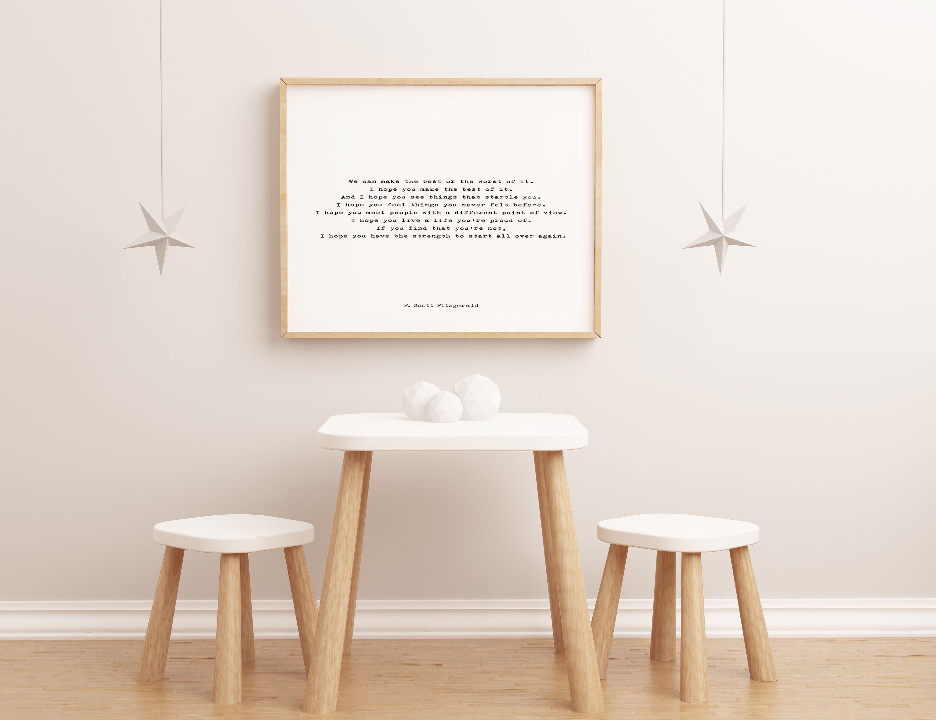 F Scott Fitzgerald Quote Print Inspirational I Hope You Make The Best Of It Literary Wall Art Black / White Typewriter Style Graduation Gift