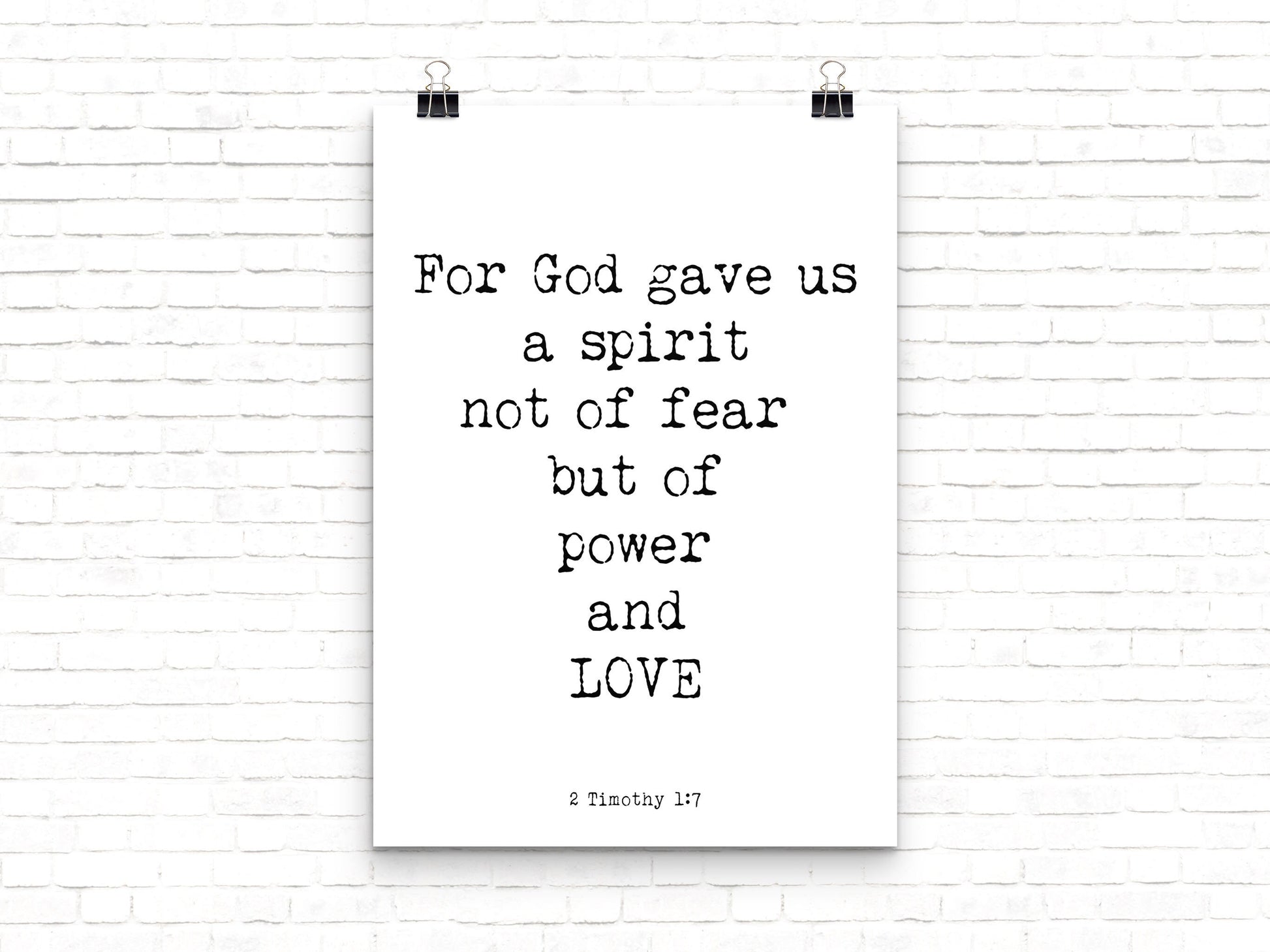 2 Timothy 1:7 Bible Verse Wall Art Christian Scripture Print