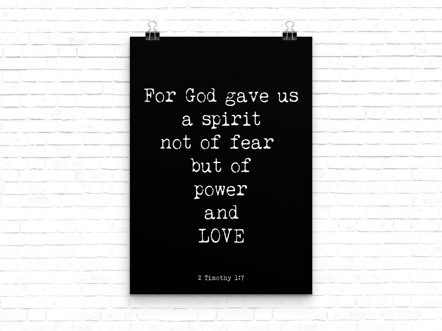 2 Timothy 1:7 Bible Verse Wall Art Christian Scripture Print
