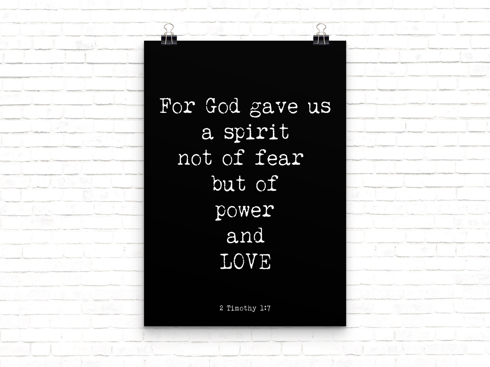 2 Timothy 1:7 Bible Verse Wall Art Christian Scripture Print