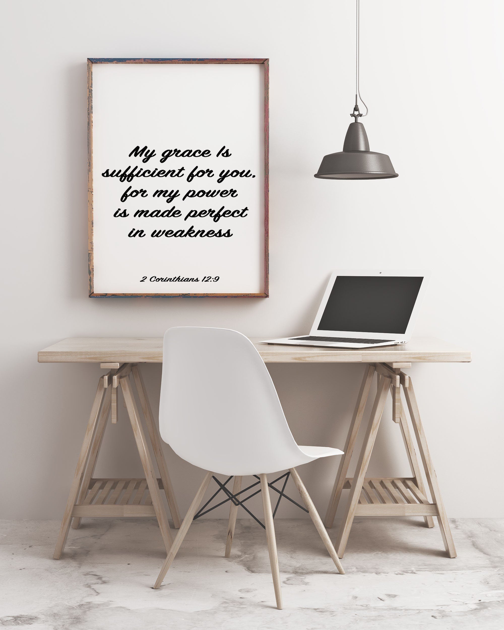 2 Corinthians 12:9 Quote Print, My Grace is Sufficient Wall Art in Black & White