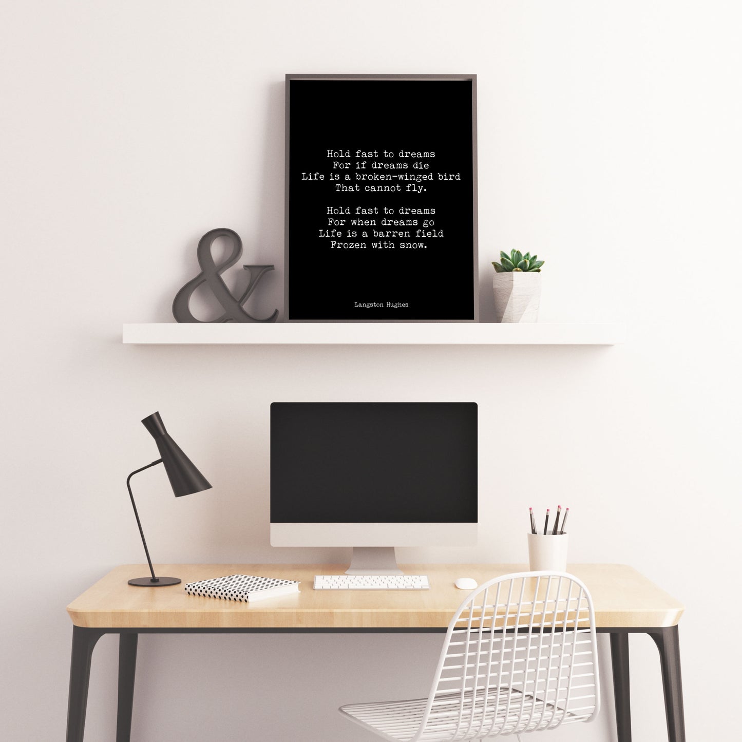 Langston Hughes Hold Fast to Dreams Poem Print – Inspirational Literary Wall Art, Motivational Quote Poster