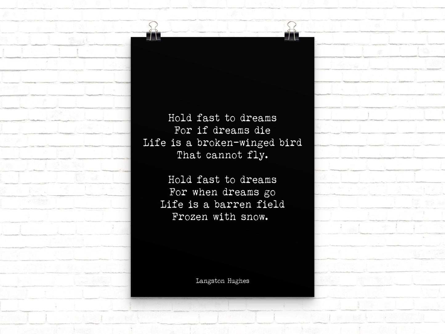 Langston Hughes Hold Fast to Dreams Poem Print – Inspirational Literary Wall Art, Motivational Quote Poster
