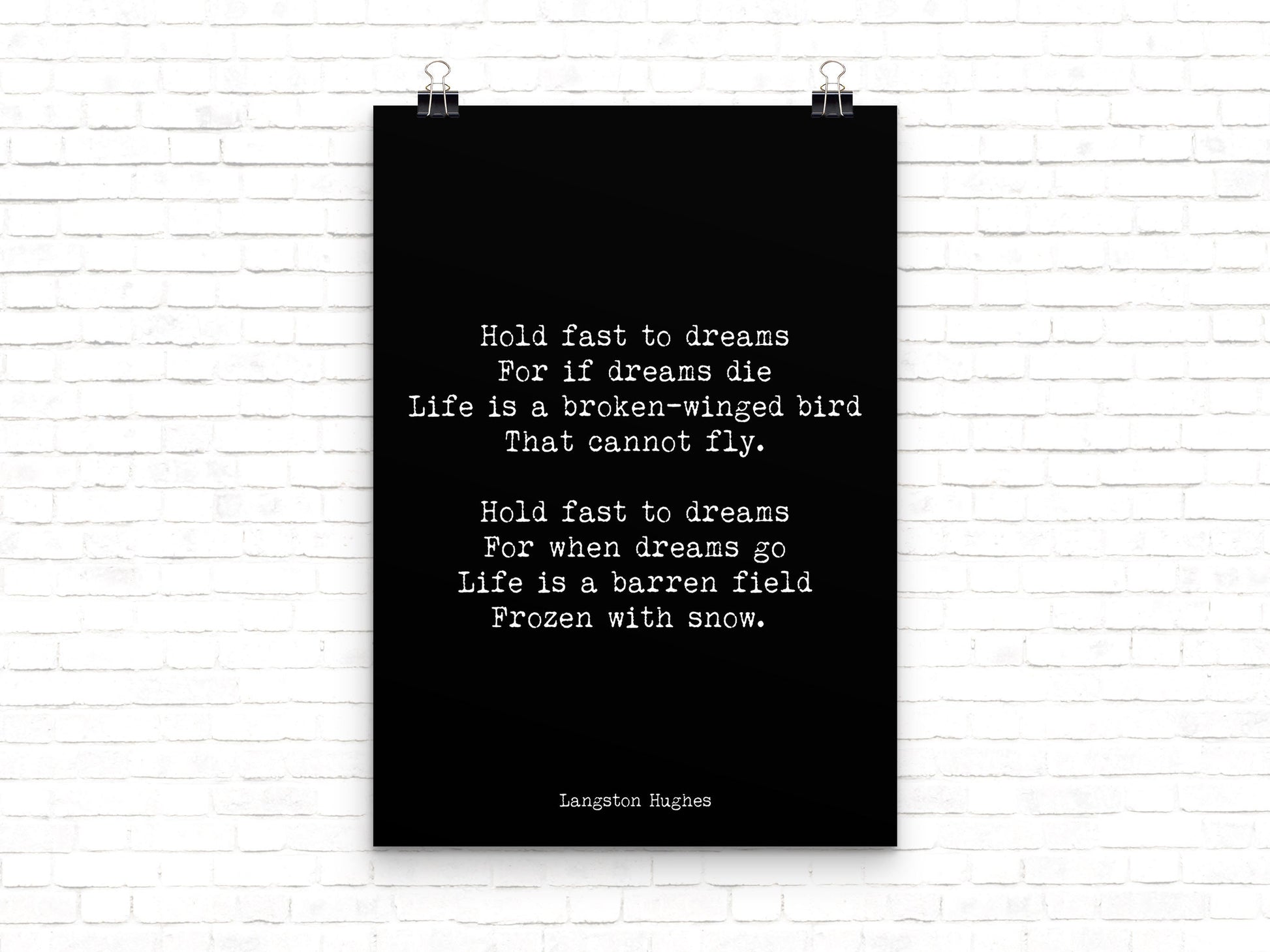 Langston Hughes Hold Fast to Dreams Poem Print – Inspirational Literary Wall Art, Motivational Quote Poster