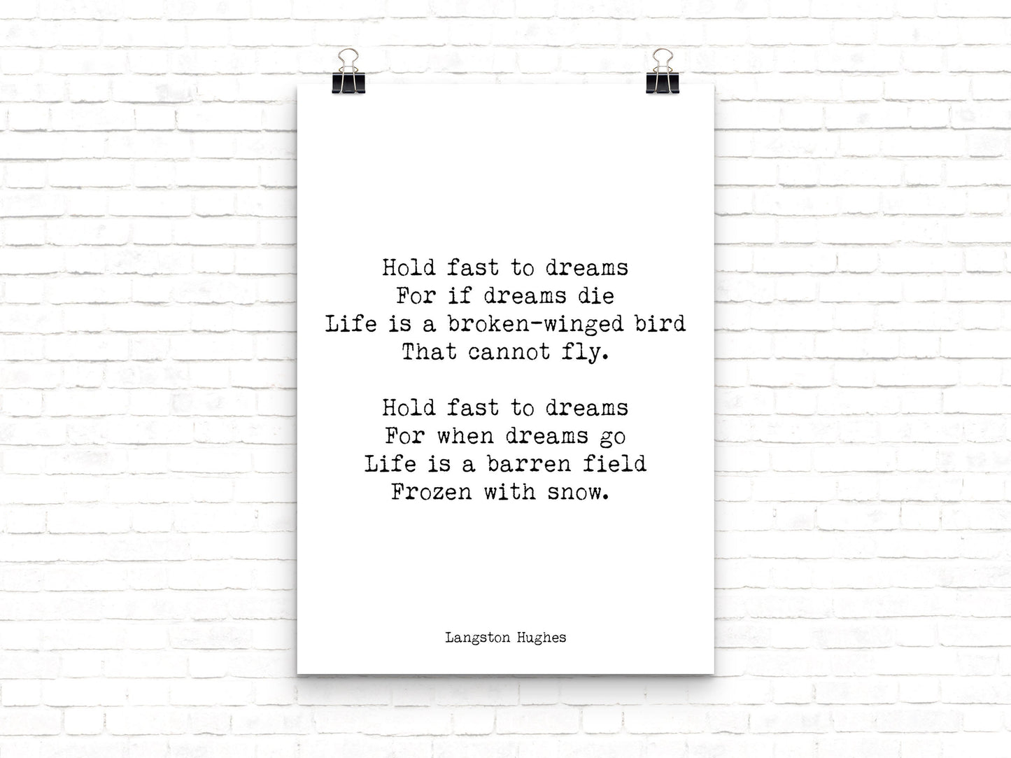 Langston Hughes Hold Fast to Dreams Poem Print – Inspirational Literary Wall Art, Motivational Quote Poster