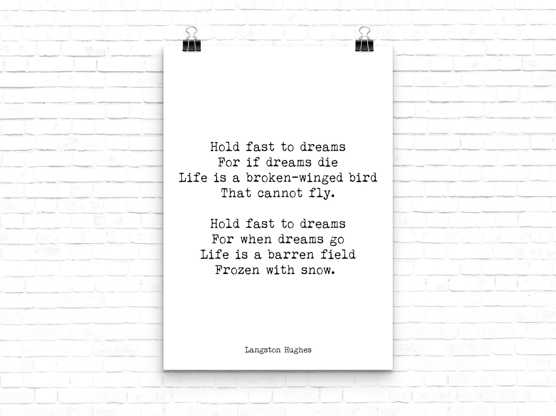 Langston Hughes Hold Fast to Dreams Poem Print – Inspirational Literary Wall Art, Motivational Quote Poster