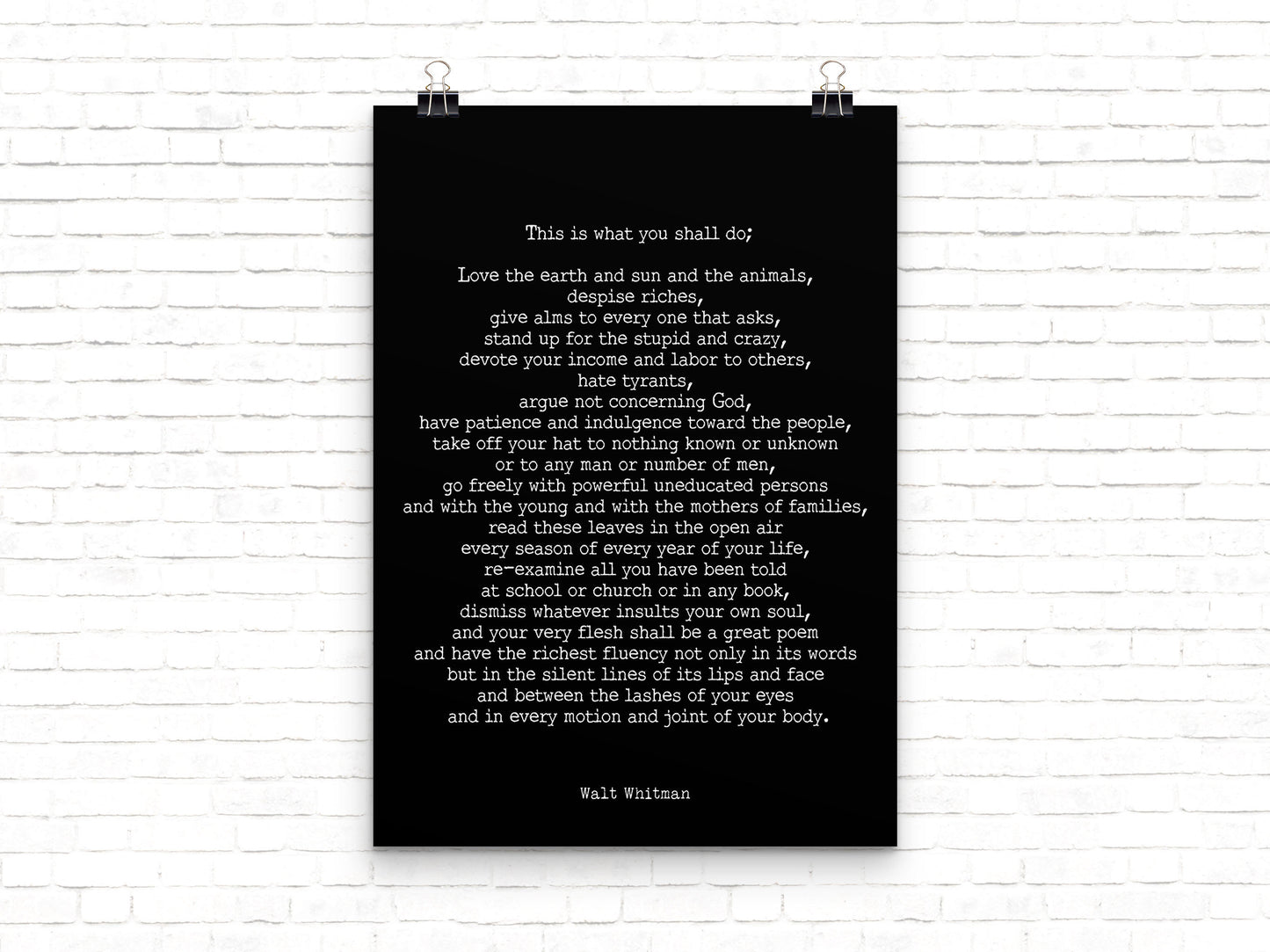 Walt Whitman Leaves of Grass Print, This Is What You Shall Do Poem in Vintage Background