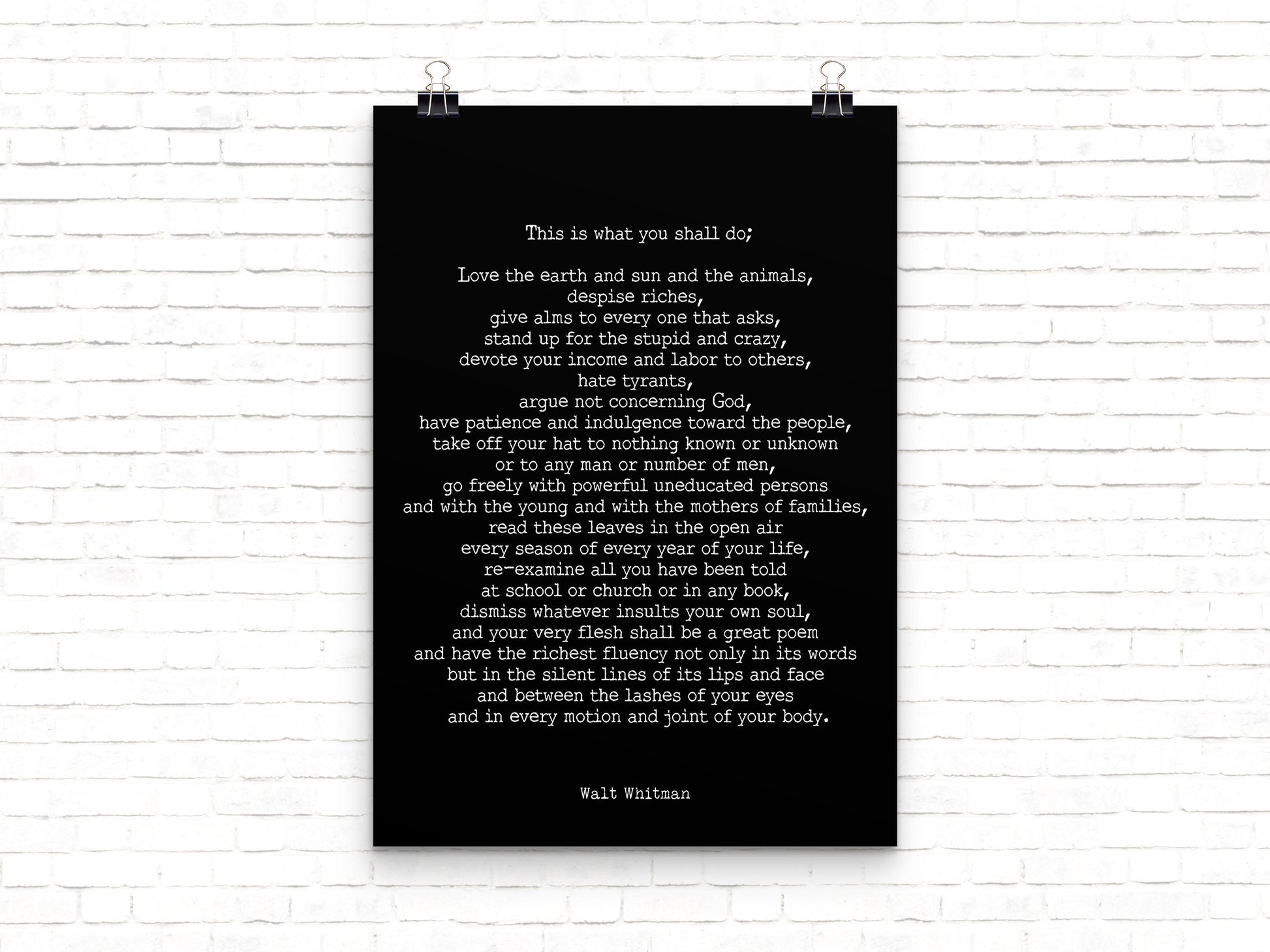 Walt Whitman Leaves of Grass Print, This Is What You Shall Do Poem in Vintage Background
