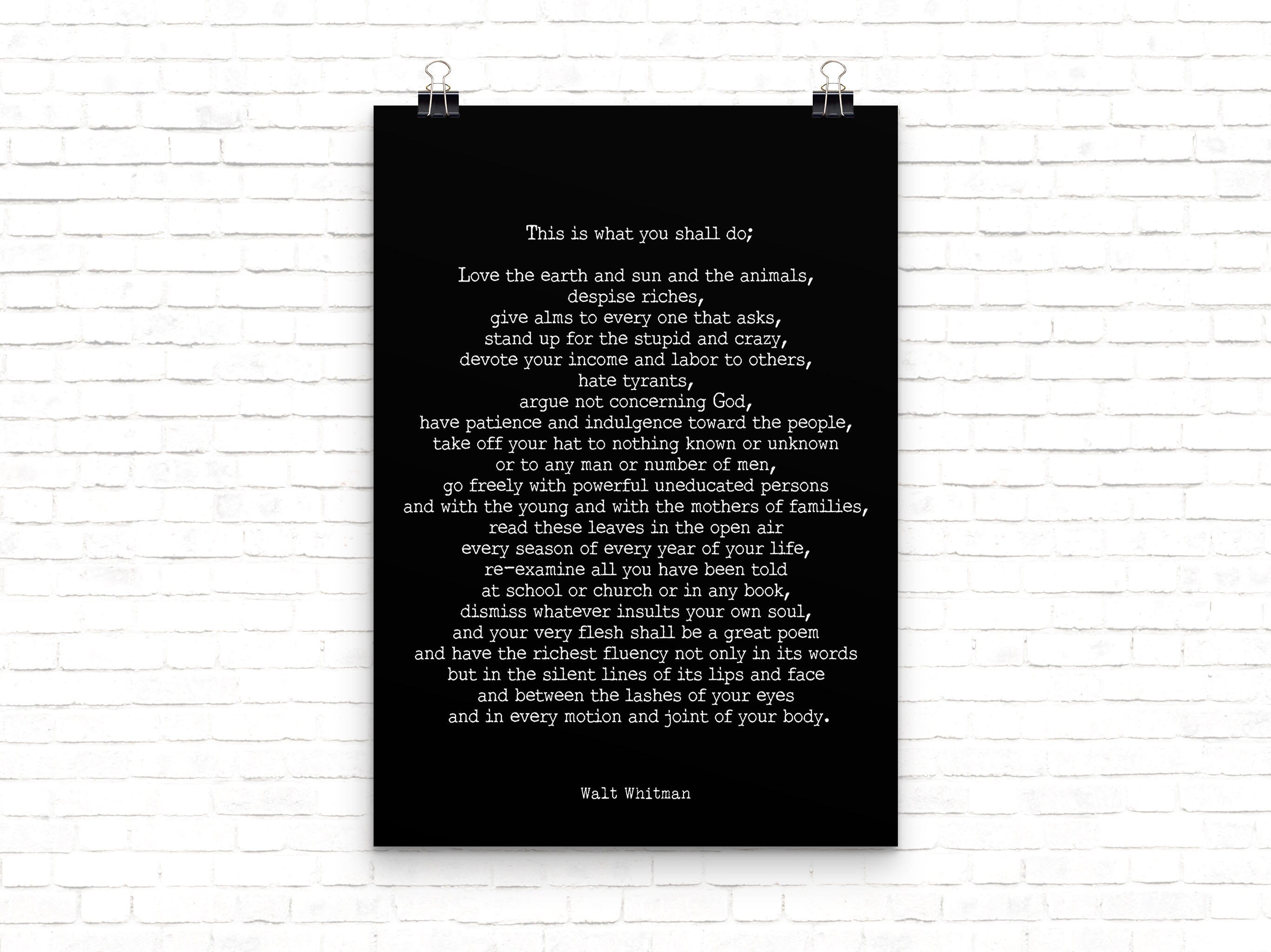 PRINTABLE Walt Whitman Leaves of Grass Print, This Is What You Shall Do Inspirational Poem INSTANT DOWNLOAD
