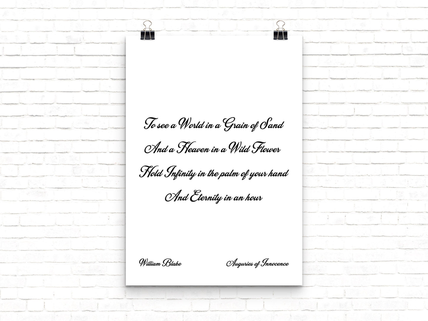 William Blake See The World in a Grain of Sand Wall Art Print in Black & White, Unframed and Framed Art