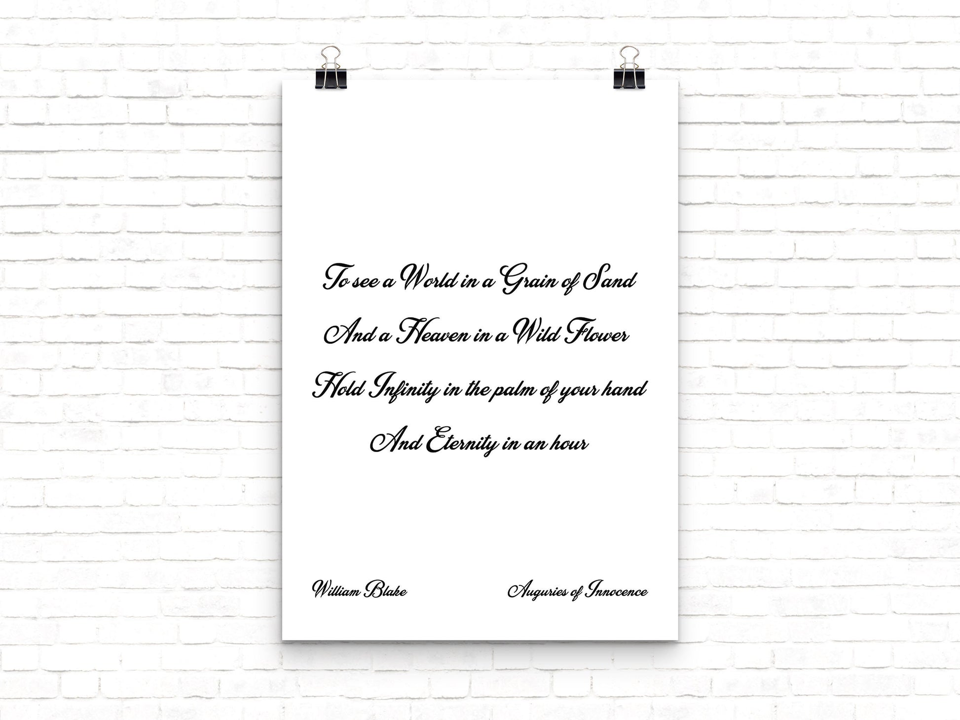 William Blake See The World in a Grain of Sand Wall Art Print in Black & White, Unframed and Framed Art
