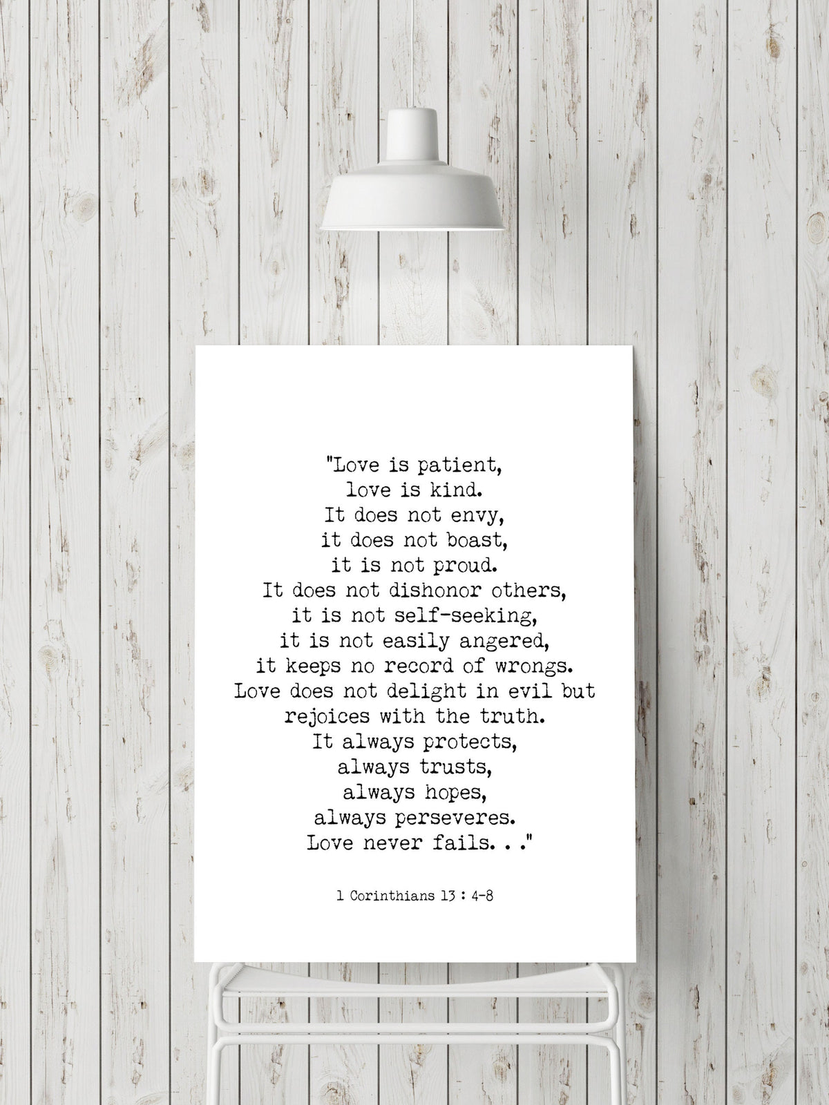 Bible Verse 1 Corinthians 13 Quote Print, Love is Patient Wall Art in Black & White