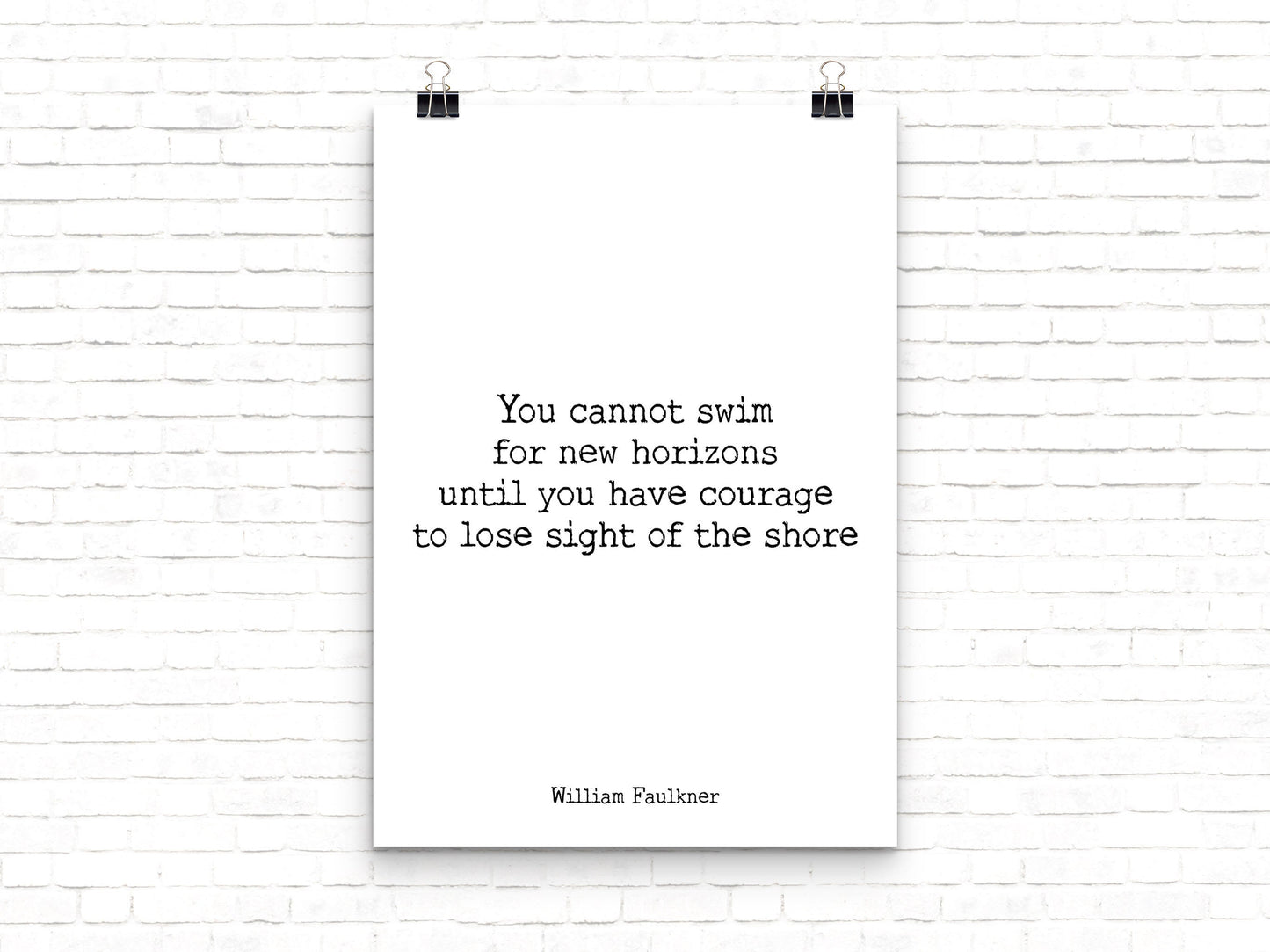 William Faulkner Quote Print, New Horizons Courage Art