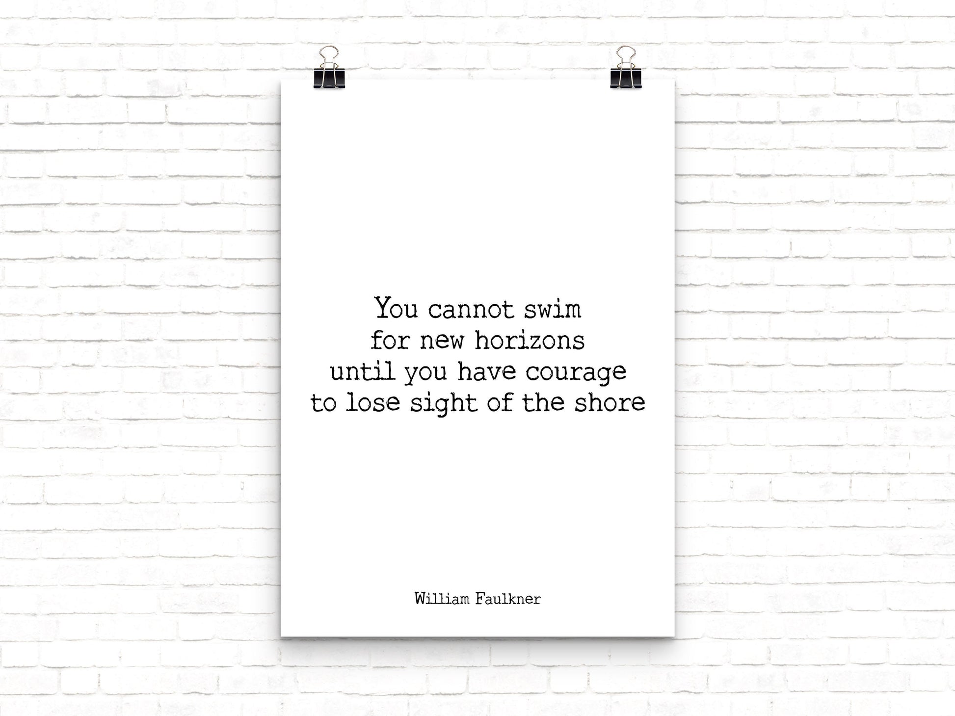 William Faulkner Quote Print, New Horizons Courage Art