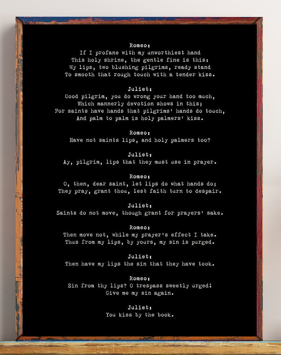 Romeo and Juliet Quote Love Print, Shakespeare Print
