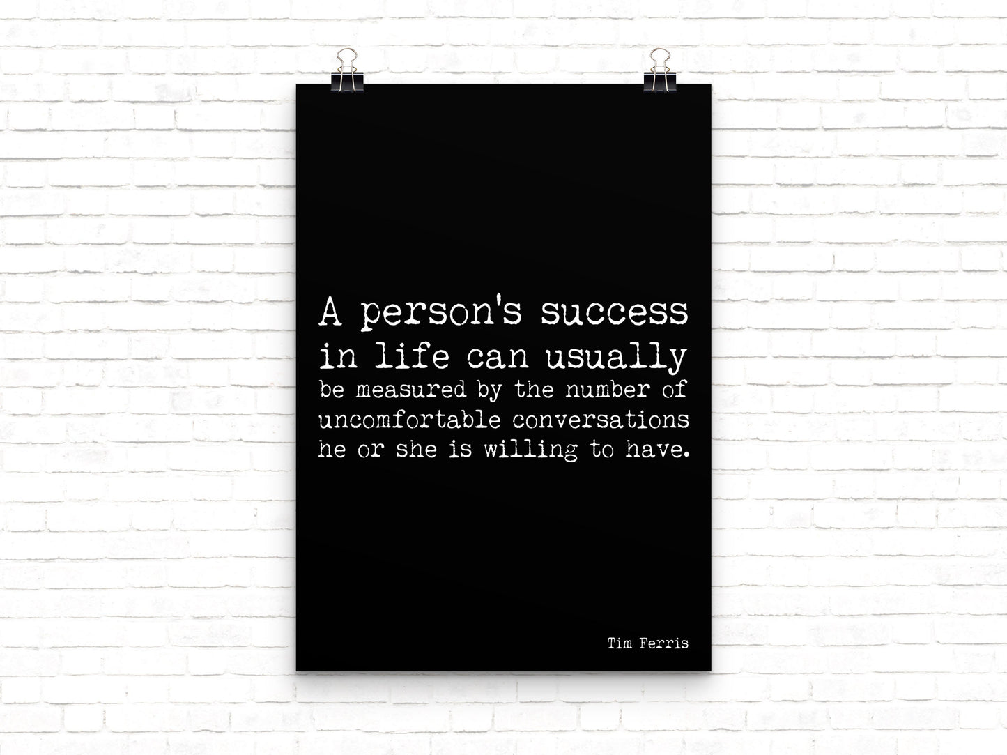 Tim Ferriss Quote Print, Success and Courage Wall Art