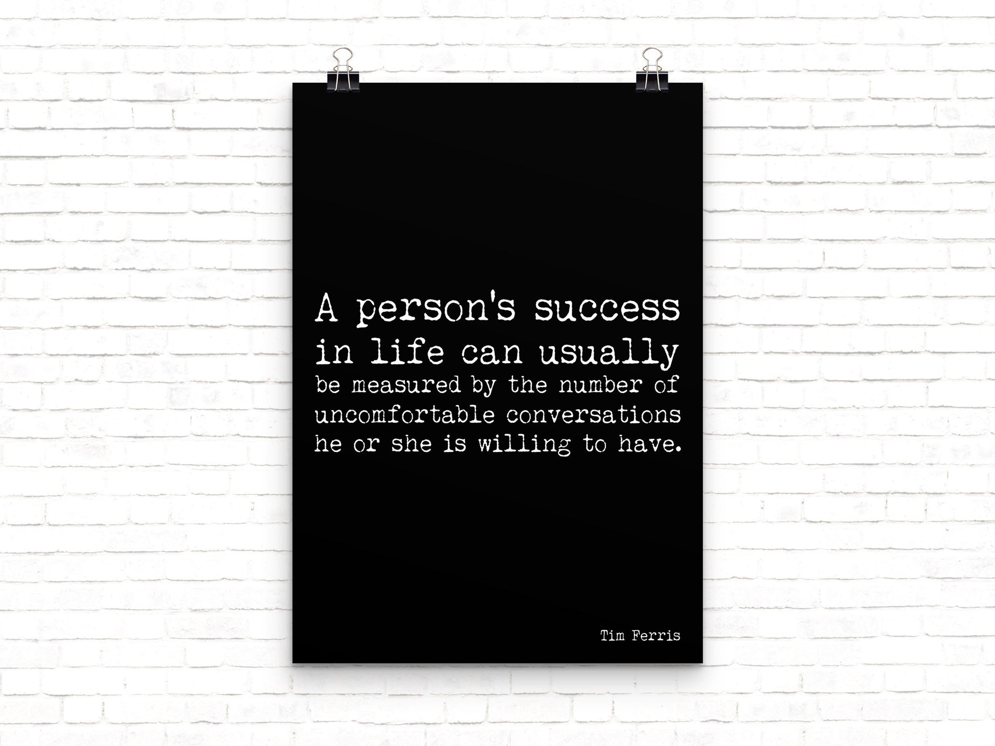 Tim Ferriss Quote Print, Success and Courage Wall Art