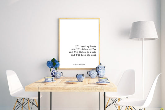 J.D. Salinger Quote Print – Book Lover Literary Wall Art, Typewriter Style Minimalist Decor