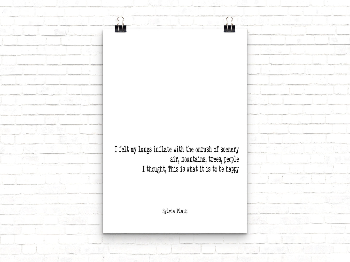 The Bell Jar Sylvia Plath Quote Print, I Felt My Lungs Inflate With The On Rush Of Scenery