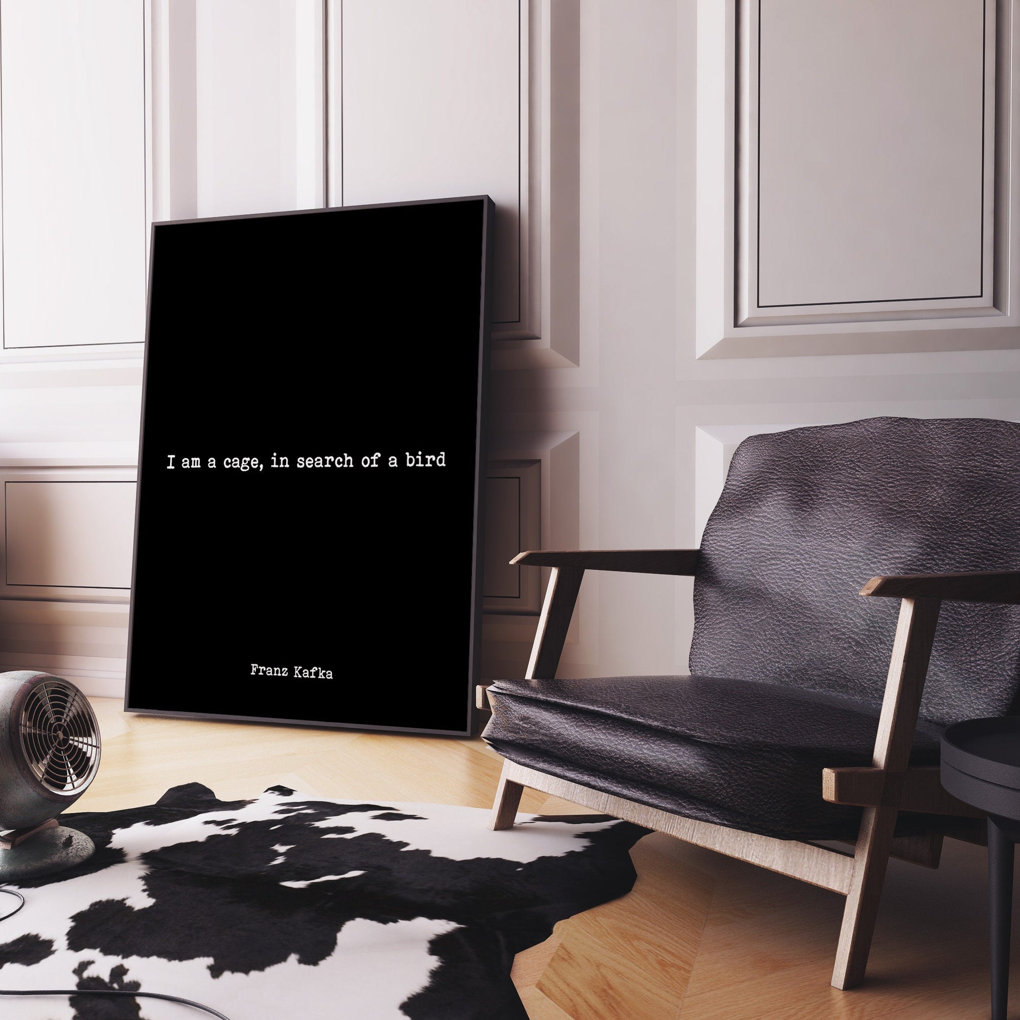 Franz Kafka Literary Quote Print, I am a cage in search of a bird Minimalist Black & White Art