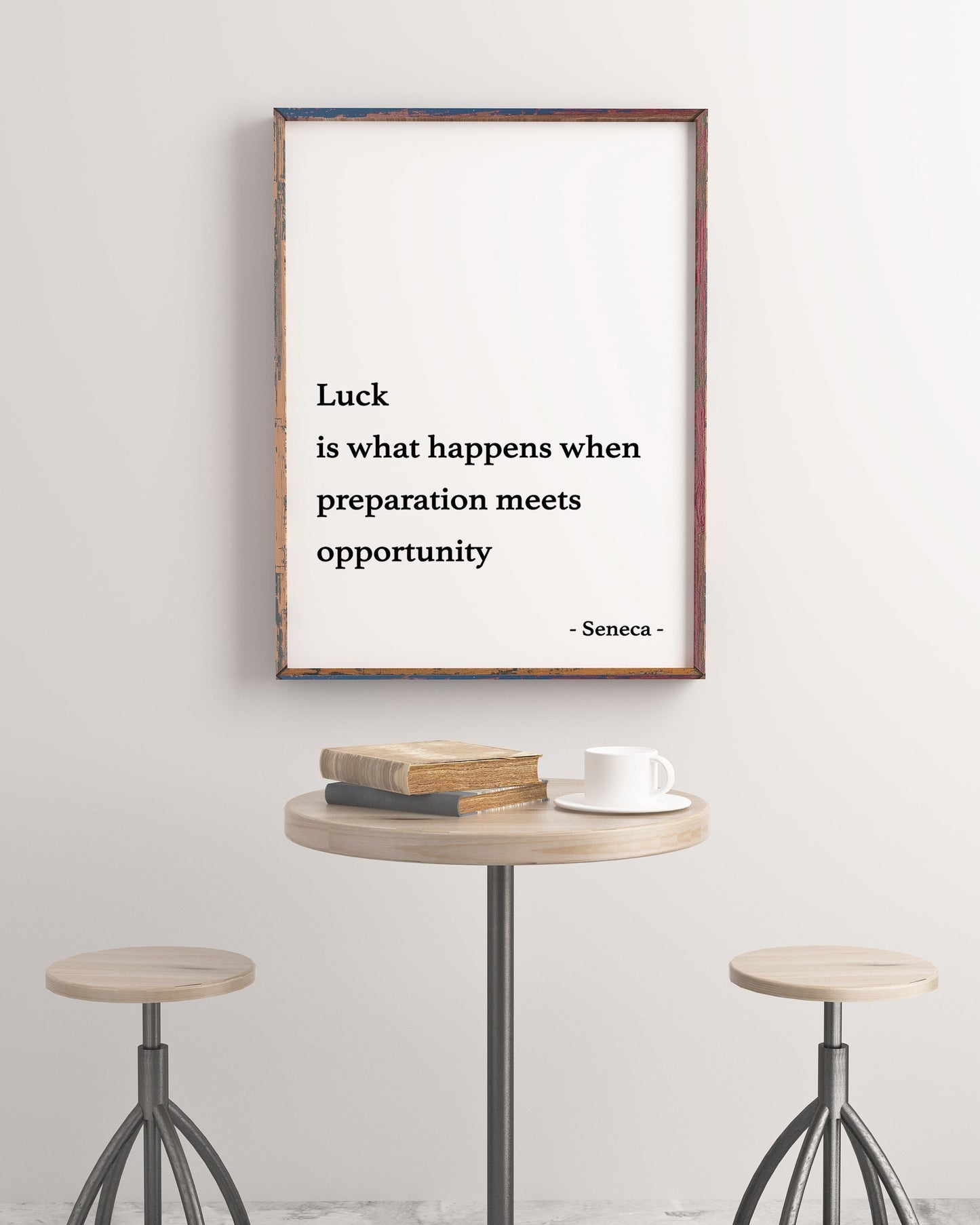 Seneca Quote Print, Luck Is What Happens When Preparation Meets Opportunity Philosopher Print FRAMED and UNFRAMED OPTIONS