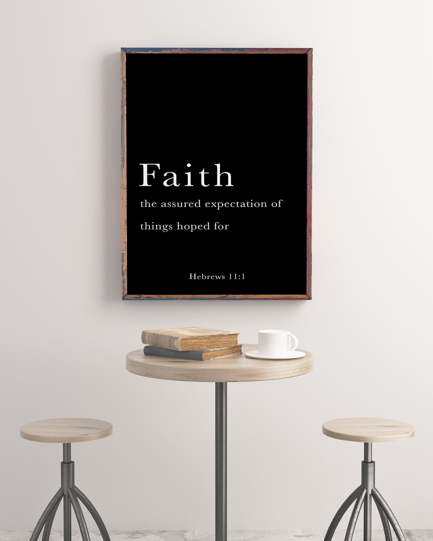 Faith Bible Verse Print – Hebrews 11:1 Scripture Wall Art, Minimalist Christian Decor