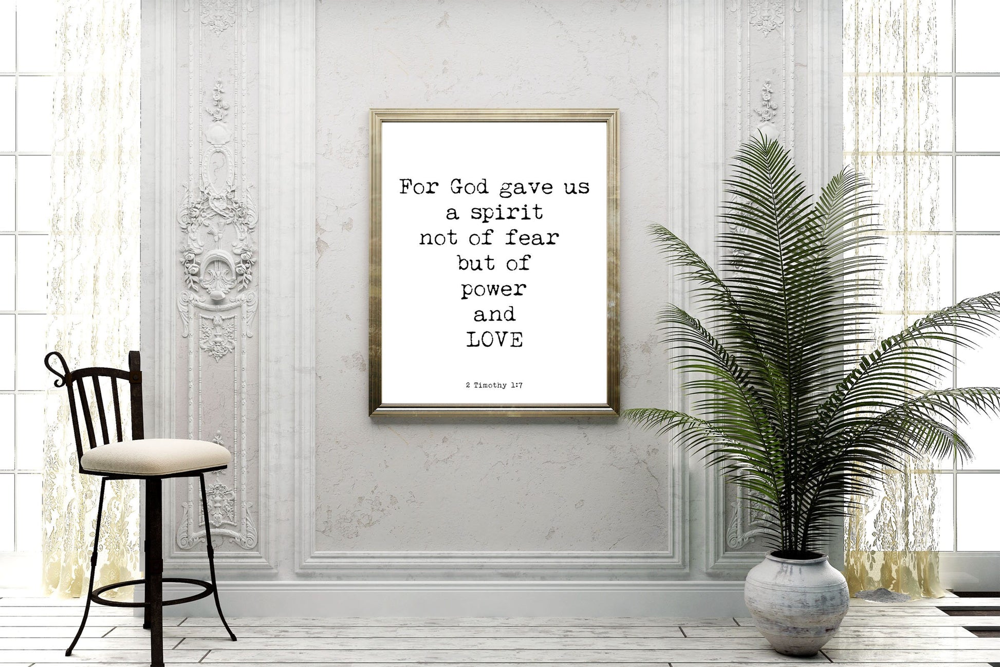 2 Timothy 1:7 Bible Verse Wall Art Christian Scripture Print