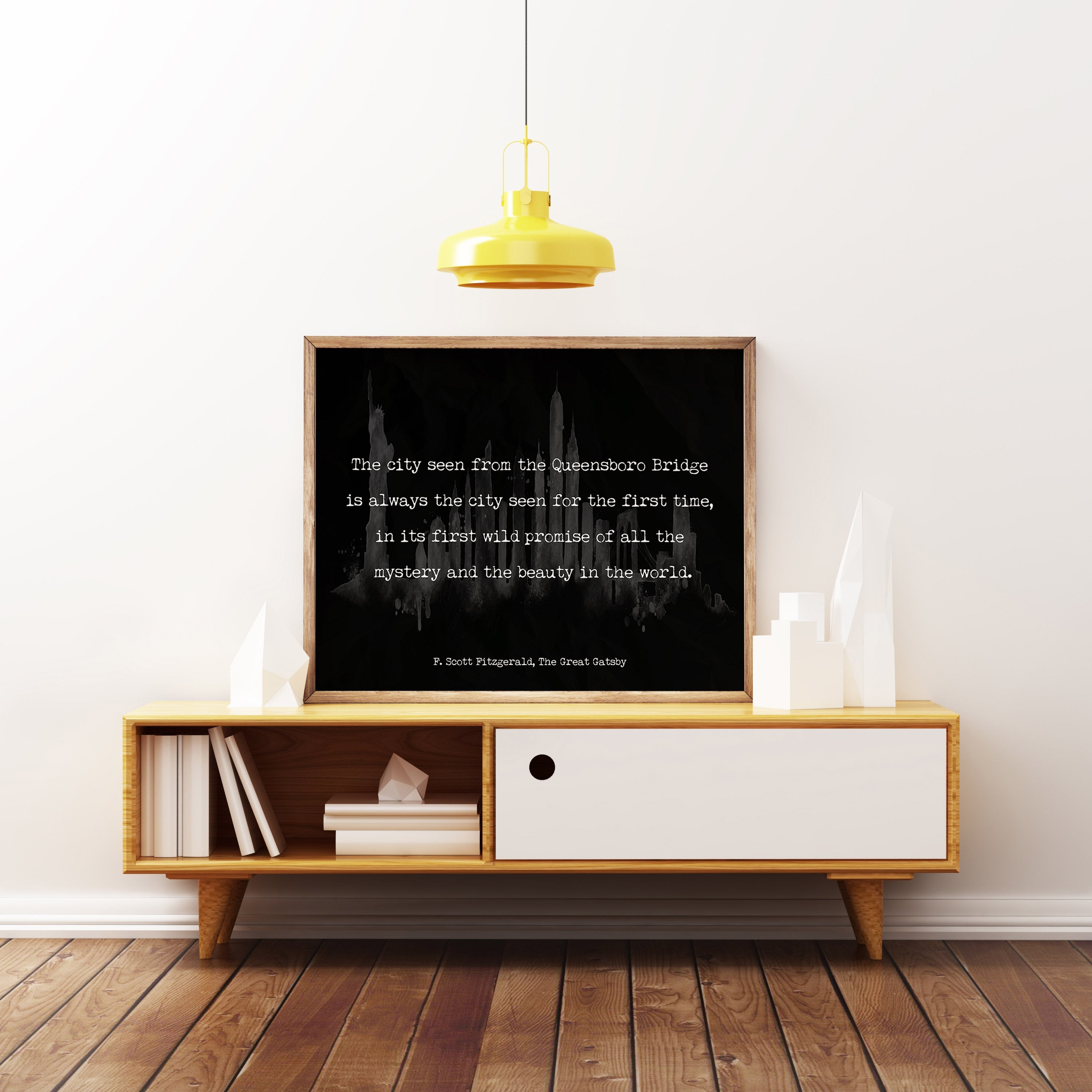 Gatsby Queensboro Bridge Quote Print F Scott Fitzgerald Literary Wall Art NYC Skyline Poster Book Lover Gift New York Mystery Decor