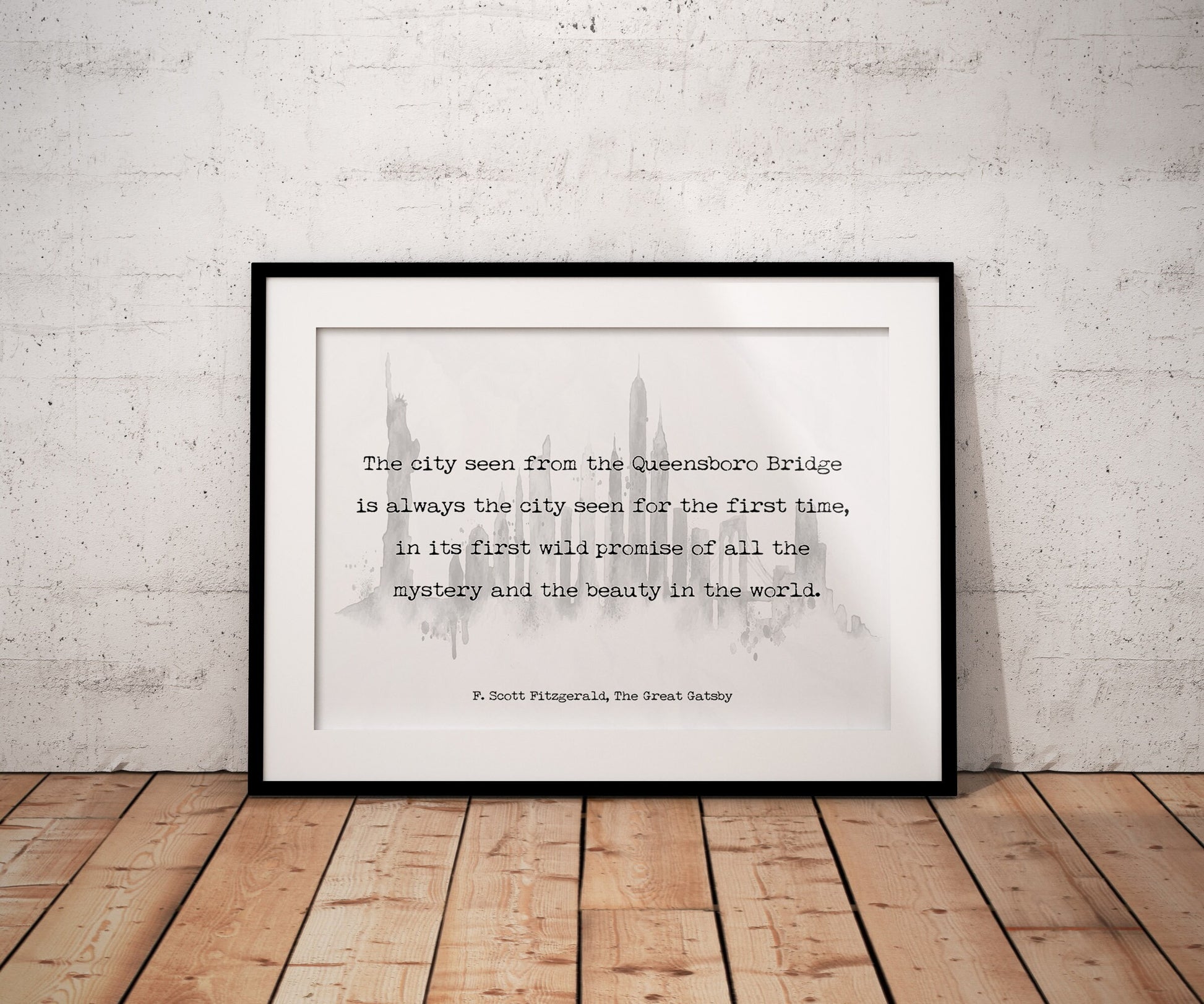 F Scott Fitzgerald The Great Gatsby Decor Literary Quote Print - Queensboro Bridge - Framed & Unframed