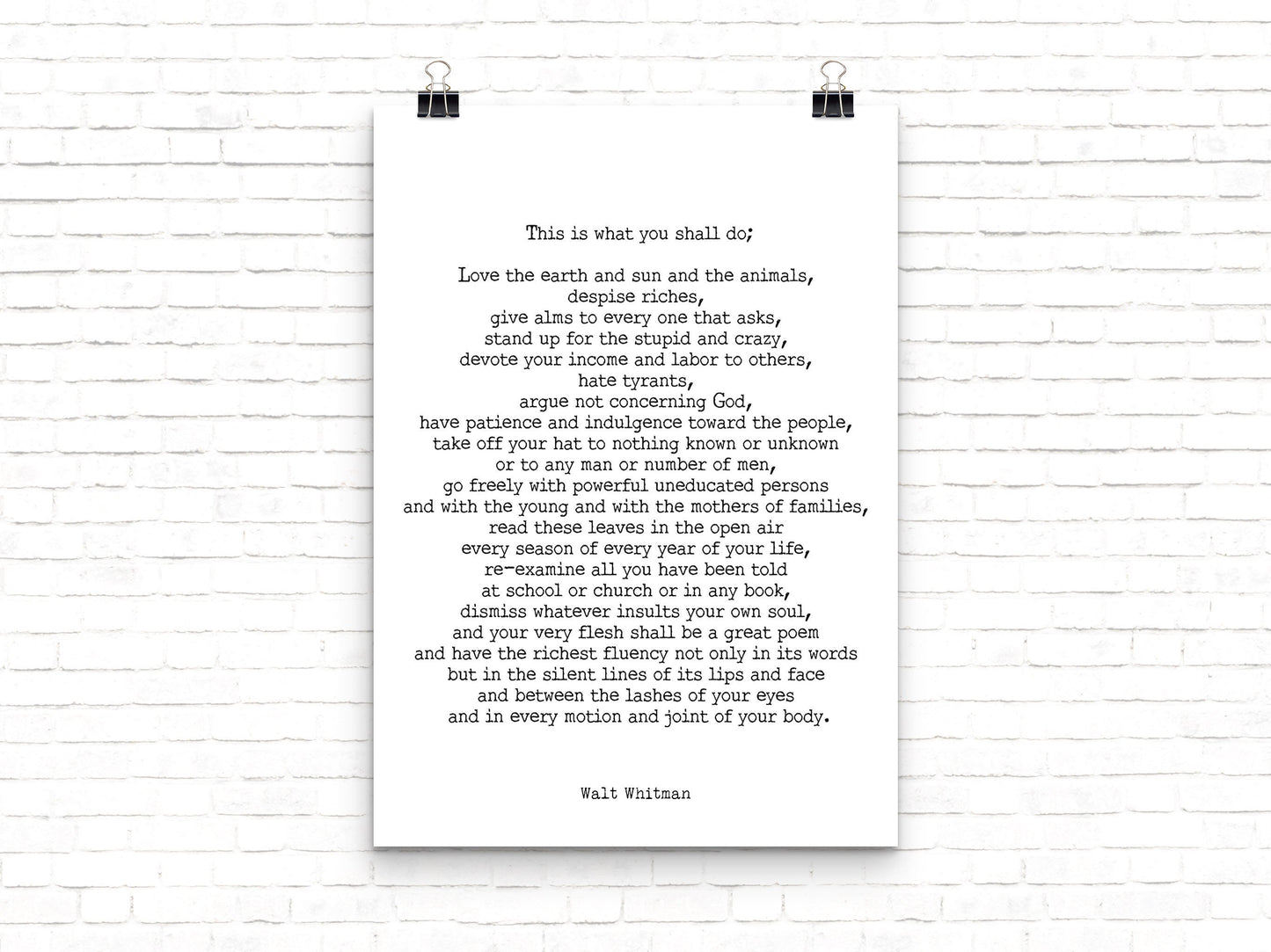 Walt Whitman Leaves of Grass Quote Print – Black, White or Vintage Decor