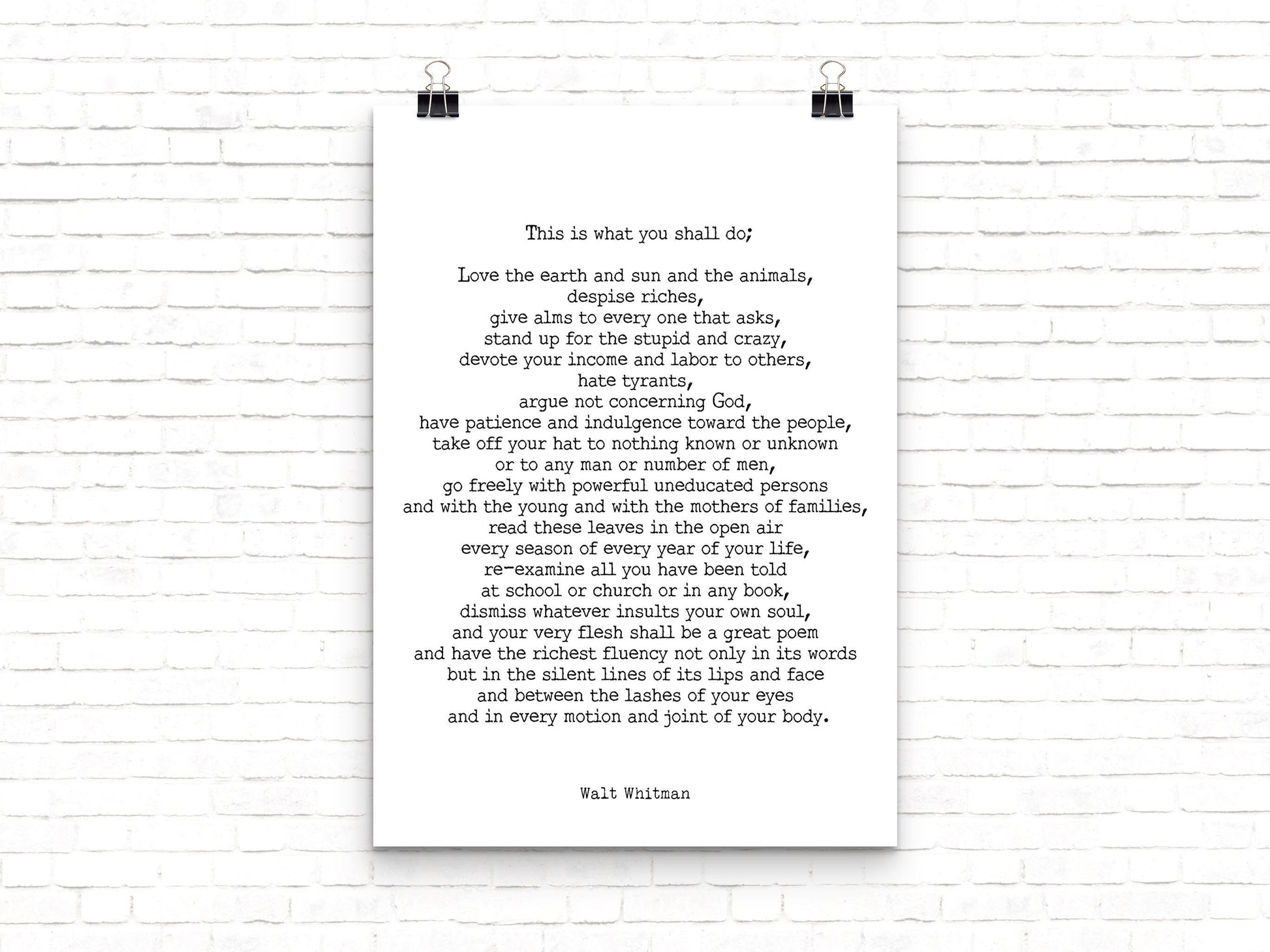 Walt Whitman Leaves of Grass Quote Print – Black, White or Vintage Decor