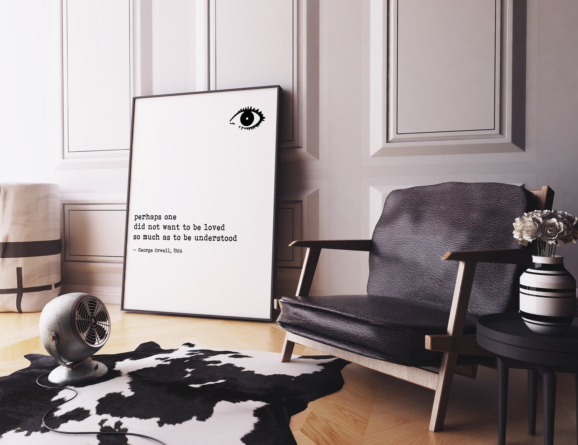 1984 George Orwell Print Quote, Unframed Wall Art Prints in Black & White