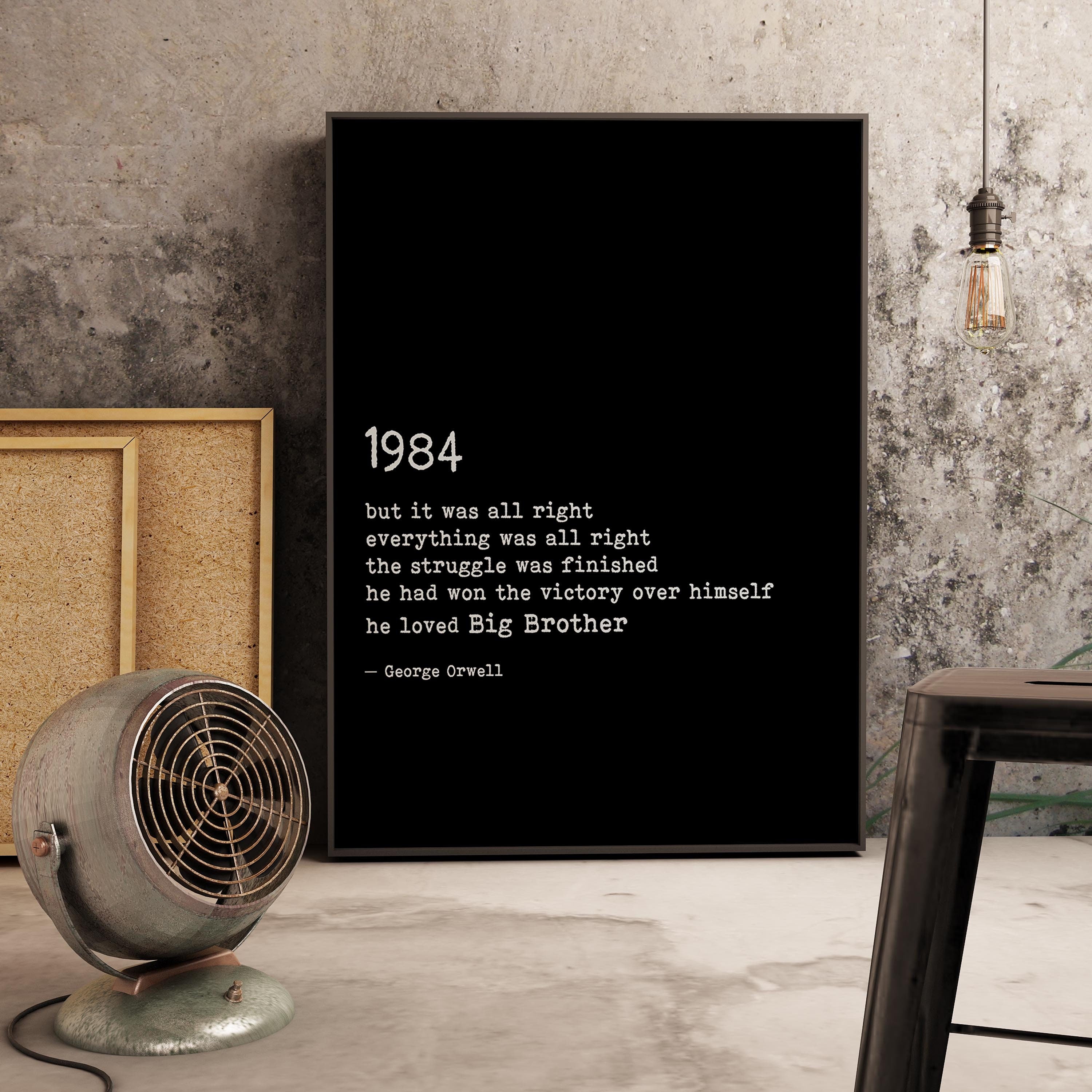1984 George Orwell Print, Big Brother Quote, Modern Minimalist Art Print in Black & White Scandinavian Design,