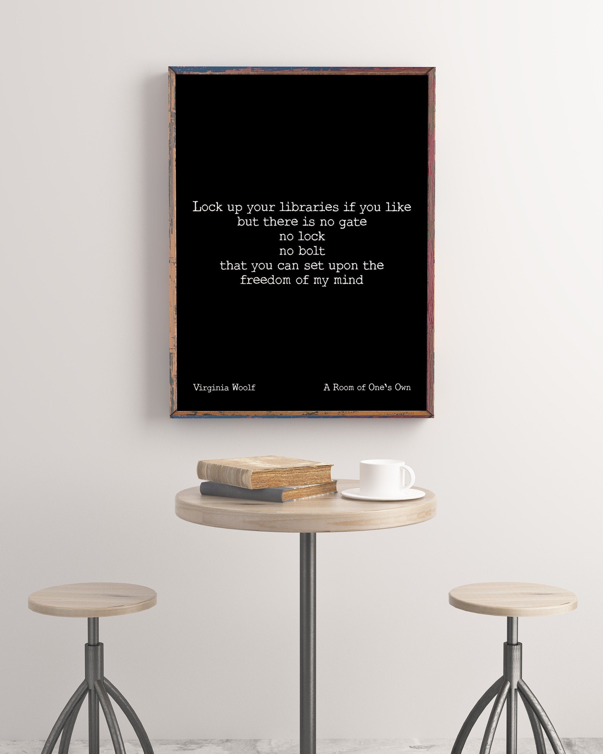 Virginia Woolf Unframed Wall Art Print, Freedom Of My Mind Quote A Room of One's Own