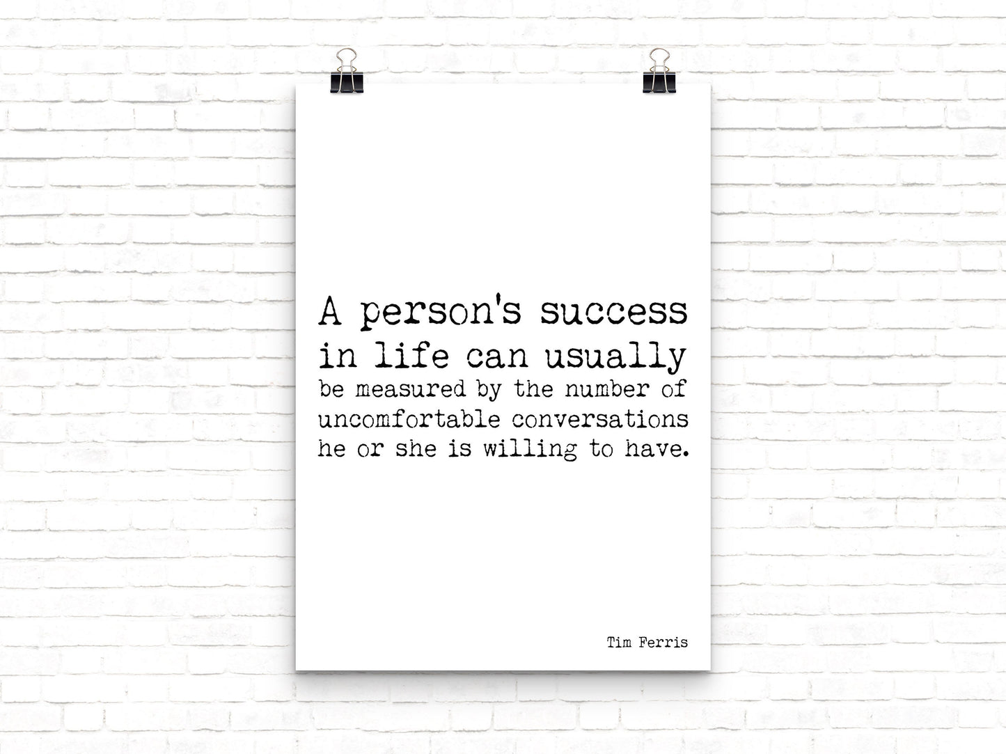 Tim Ferriss Quote Print, Success and Courage Wall Art