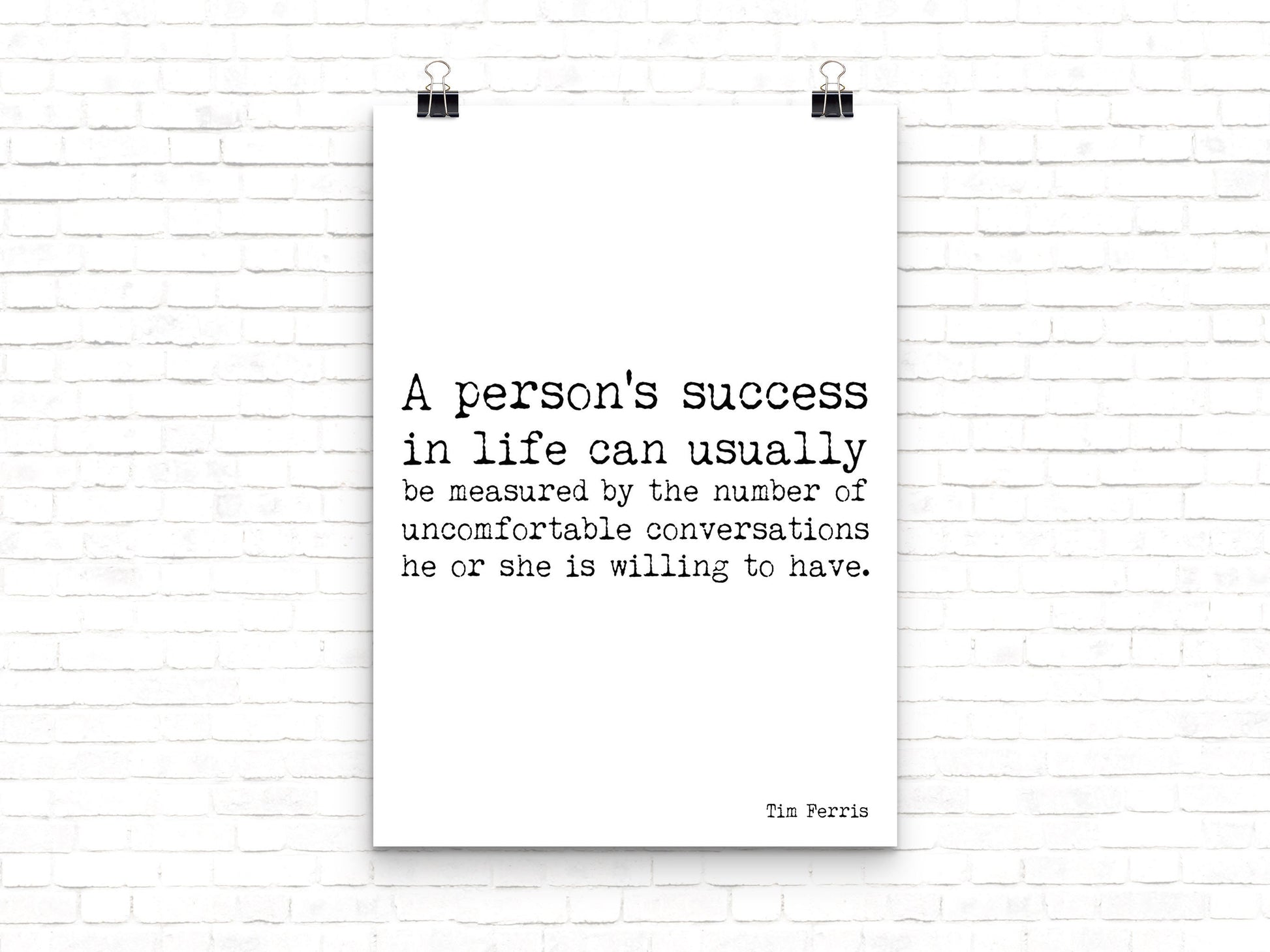 Tim Ferriss Quote Print, Success and Courage Wall Art