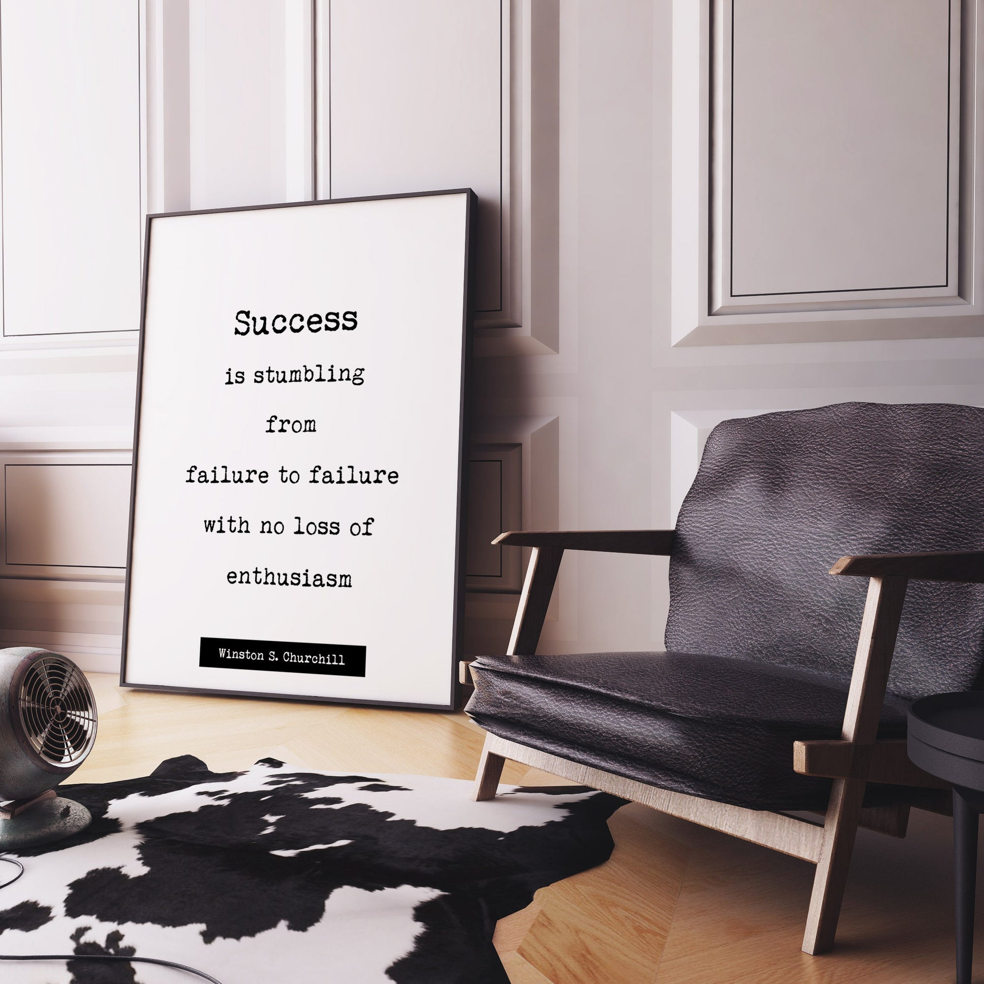 Winston Churchill Quote Print, Success Is Stumbling From Failure To Failure Life Quote Modern Minimalist Art Inspirational