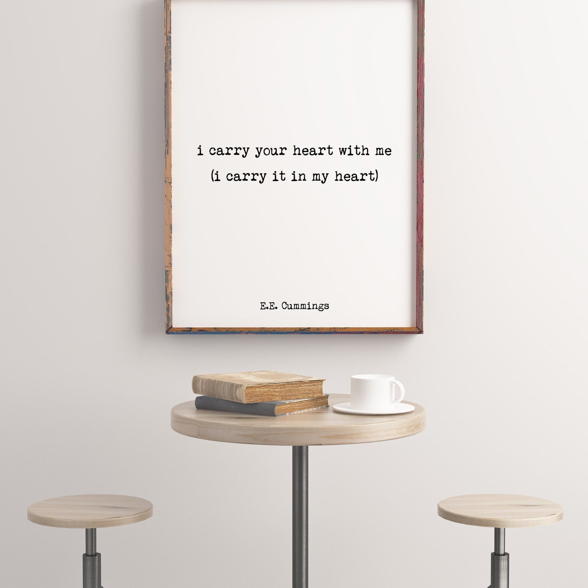 i carry your heart art print, ee cummings wedding poem print