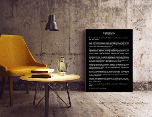 Desiderata Print modern minimalist poster, Max Ehrmann Classic Literary Art