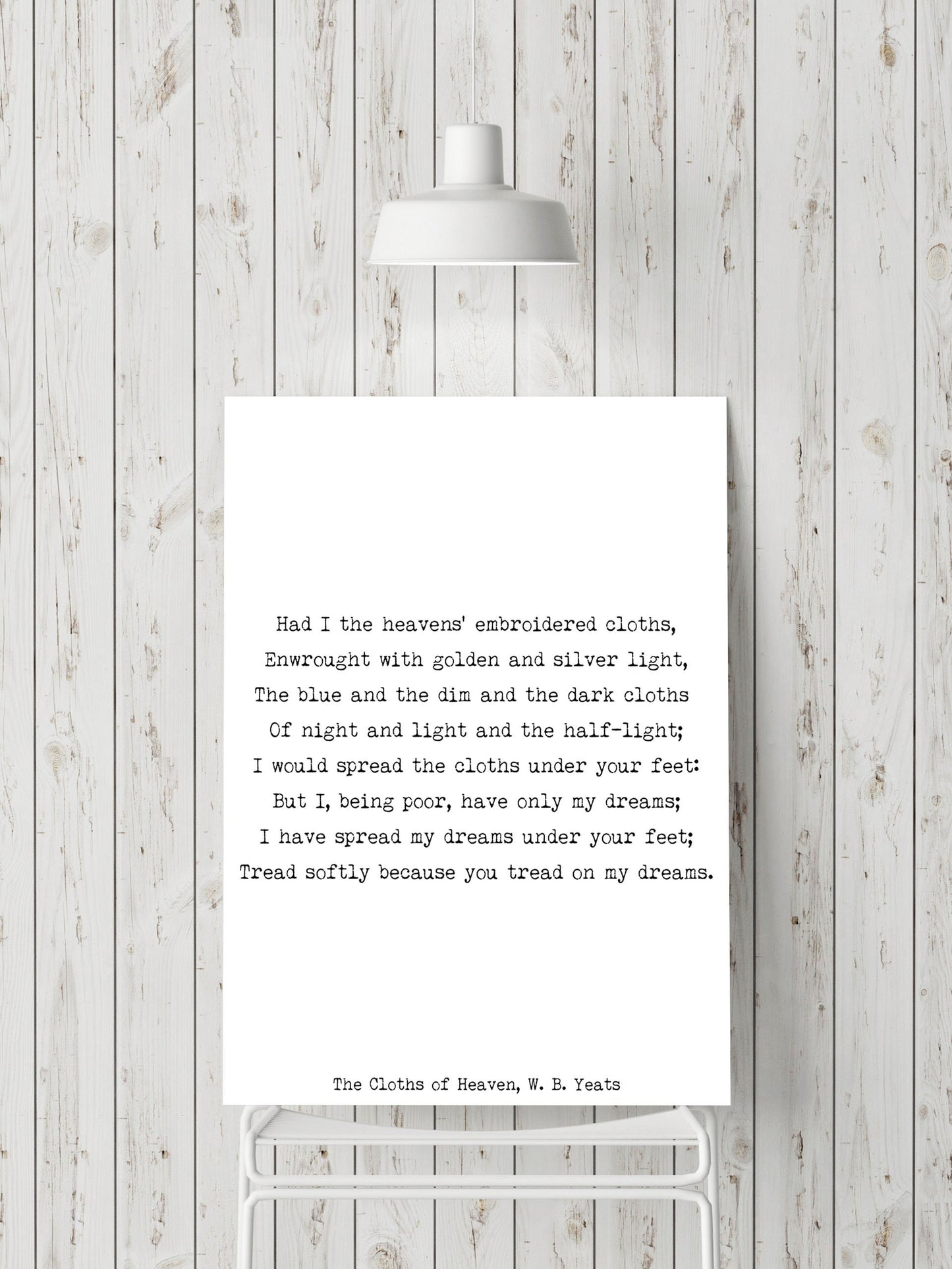 The Cloths of Heaven Poem Print – W. B. Yeats Literary Quote Wall Art, Romantic Typewriter Style
