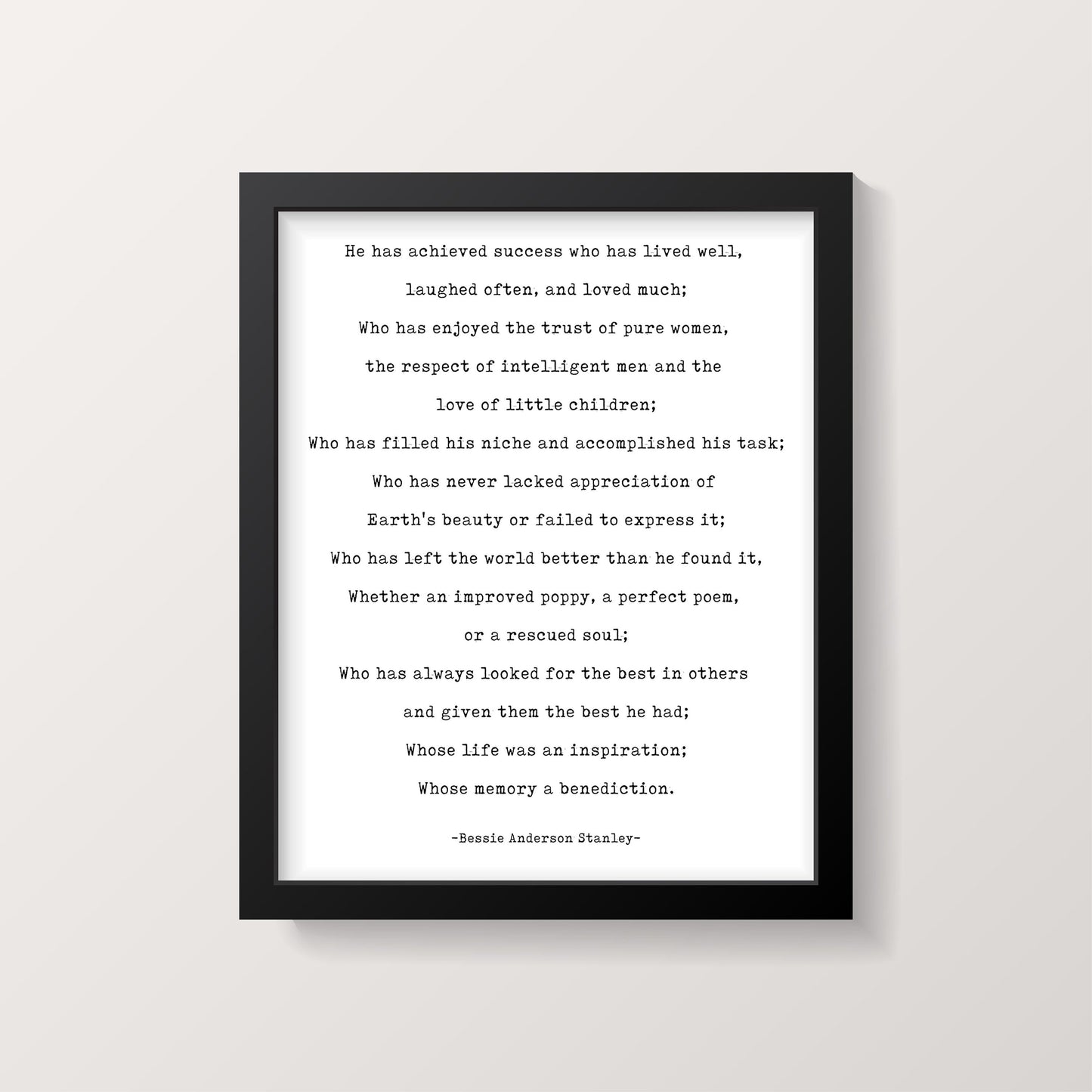 Success Poem Print by Bessie Anderson Stanley – Framed or Unframed