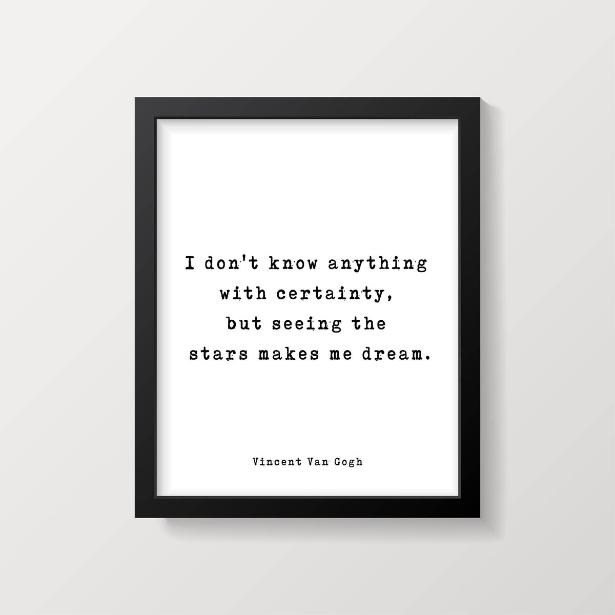 Vincent Van Gogh Quote Wall Art Print – Seeing The Stars Makes Me Dream Inspirational Literary Poster for Home or Office