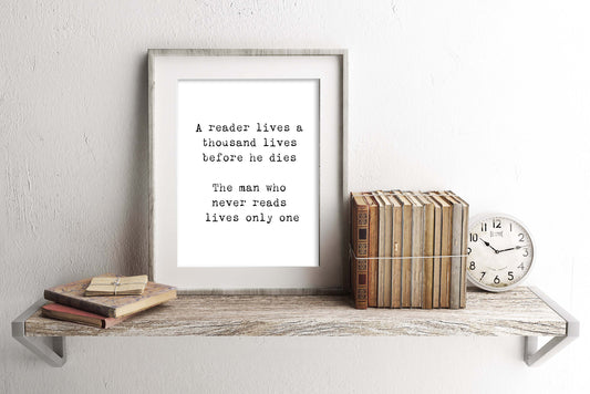 Bookish Wall Print George R R Martin Reading Quote Wall Art Book Quote Print