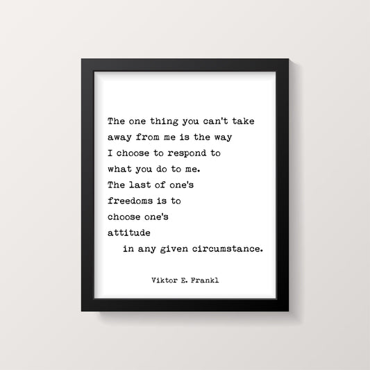 Viktor Frankl Quote Print – “Choose One’s Attitude” Literary Wall Art, Typewriter Style
