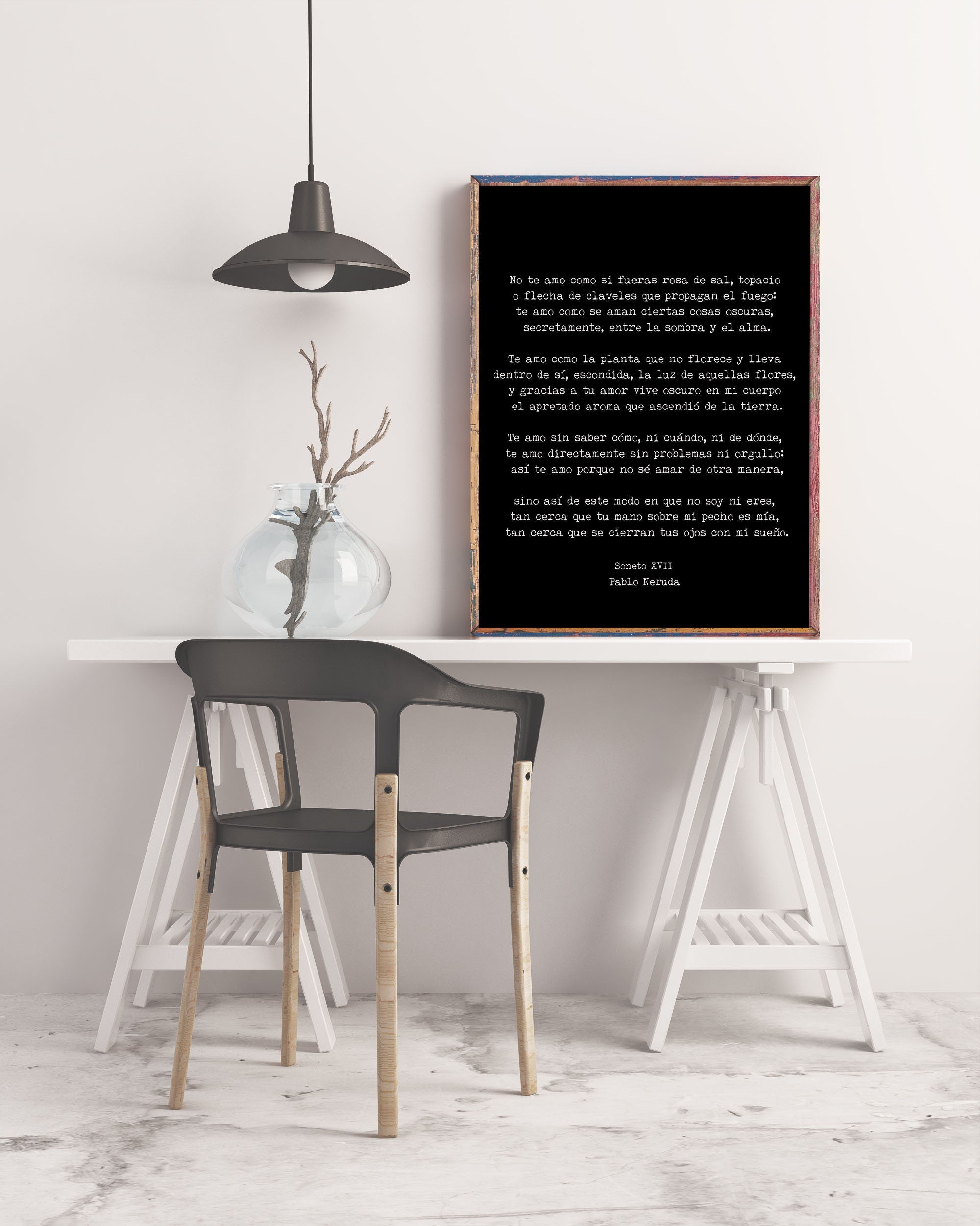 Pablo Neruda Soneto XVII Print Spanish Love Poem Wall Art Typewriter Style Black Or White Romantic Gift For Couples Wedding Or Bedroom