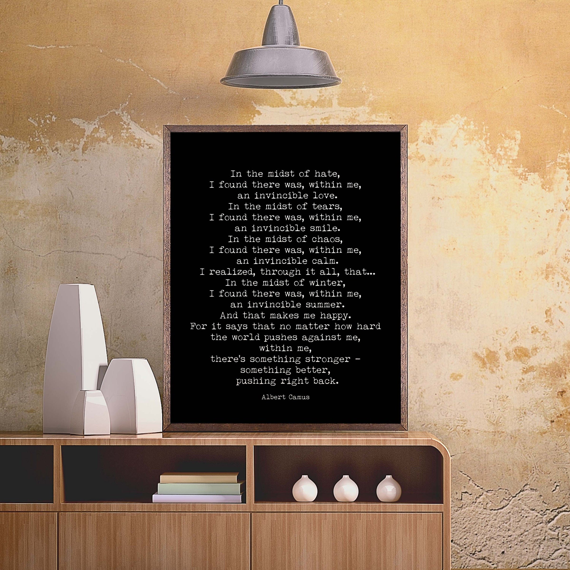 Albert Camus Invincible Summer Black & White Art, Inspirational Artwork